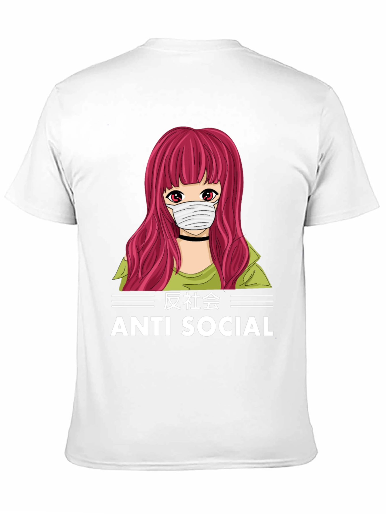 Anti Social Anime Girl T-Shirt Black Cotton