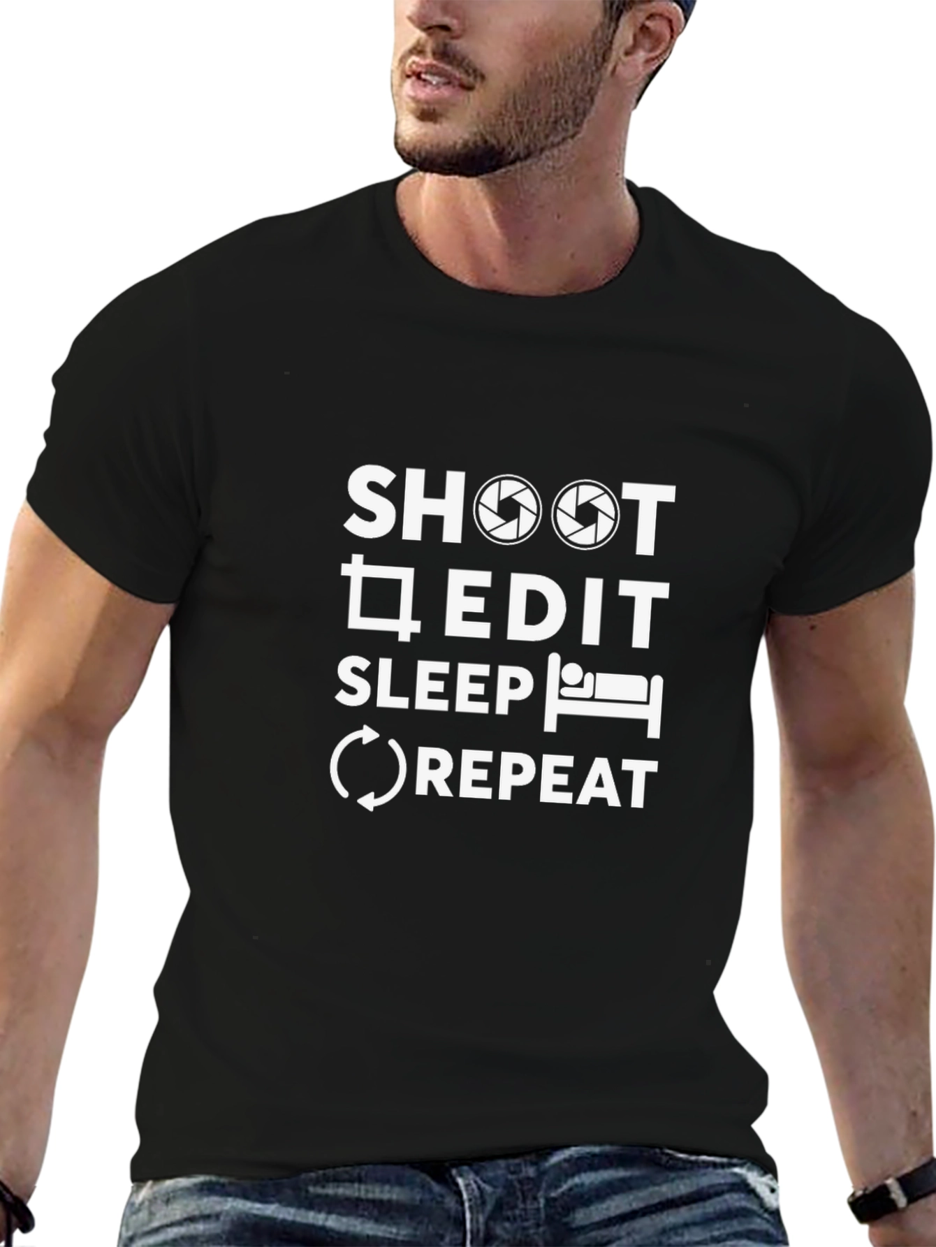 Shoot Edit Sleep Repeat Graphic T-Shirt