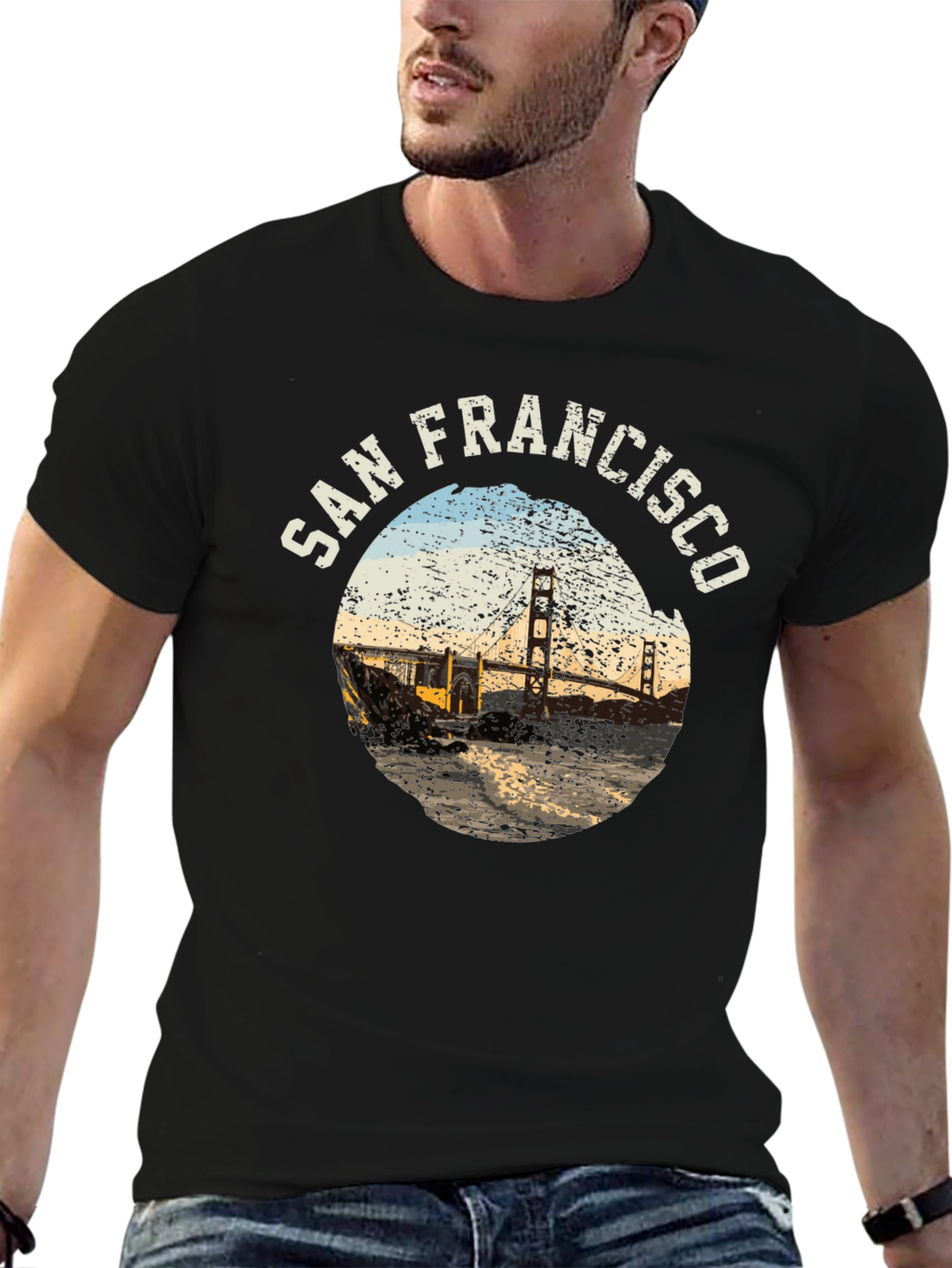 San Francisco Bridge Graphic Tee - Soft Black T-Shirt