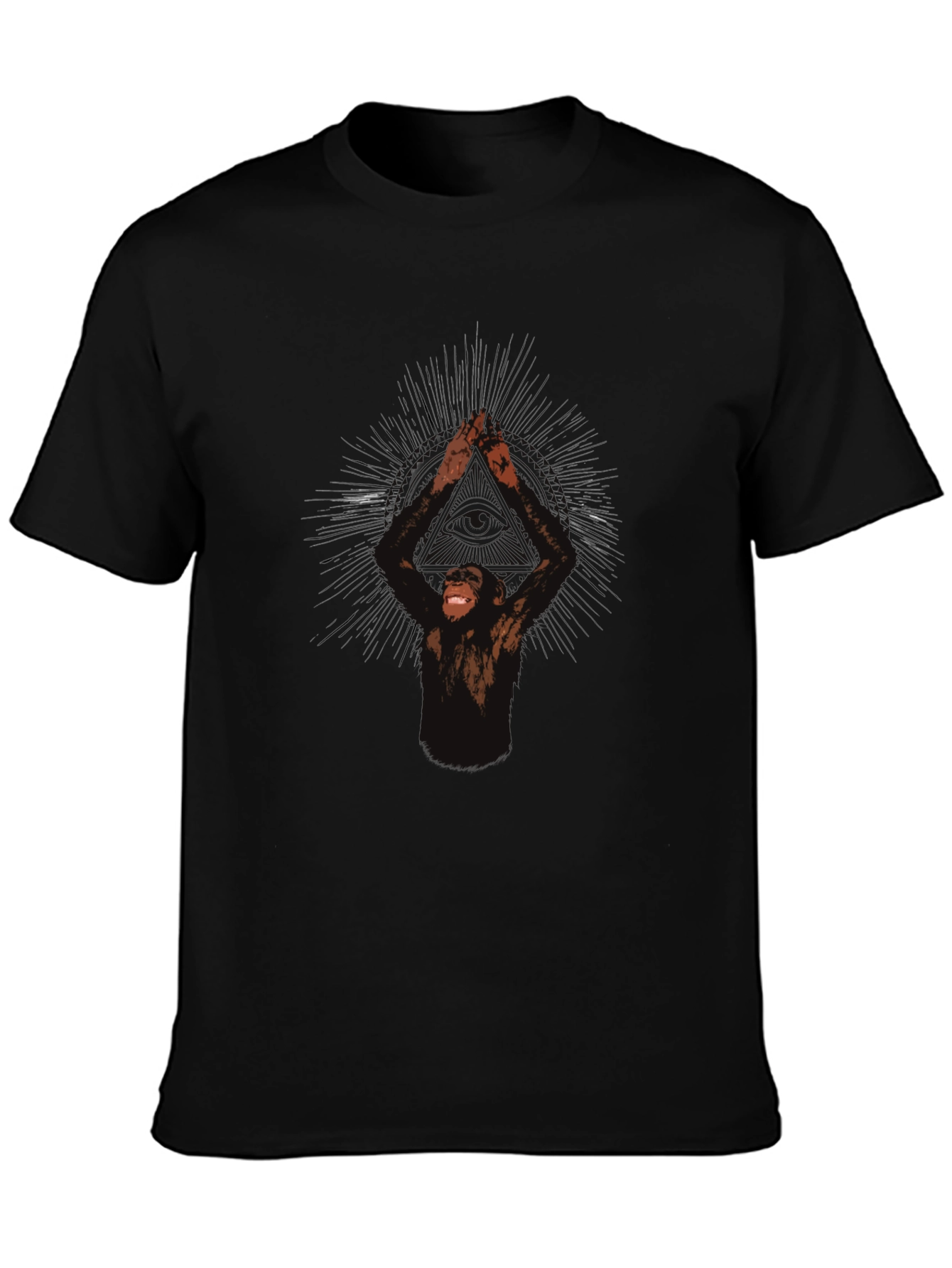 Chimpanzee Yoga Pose Graphic T-Shirt - Black