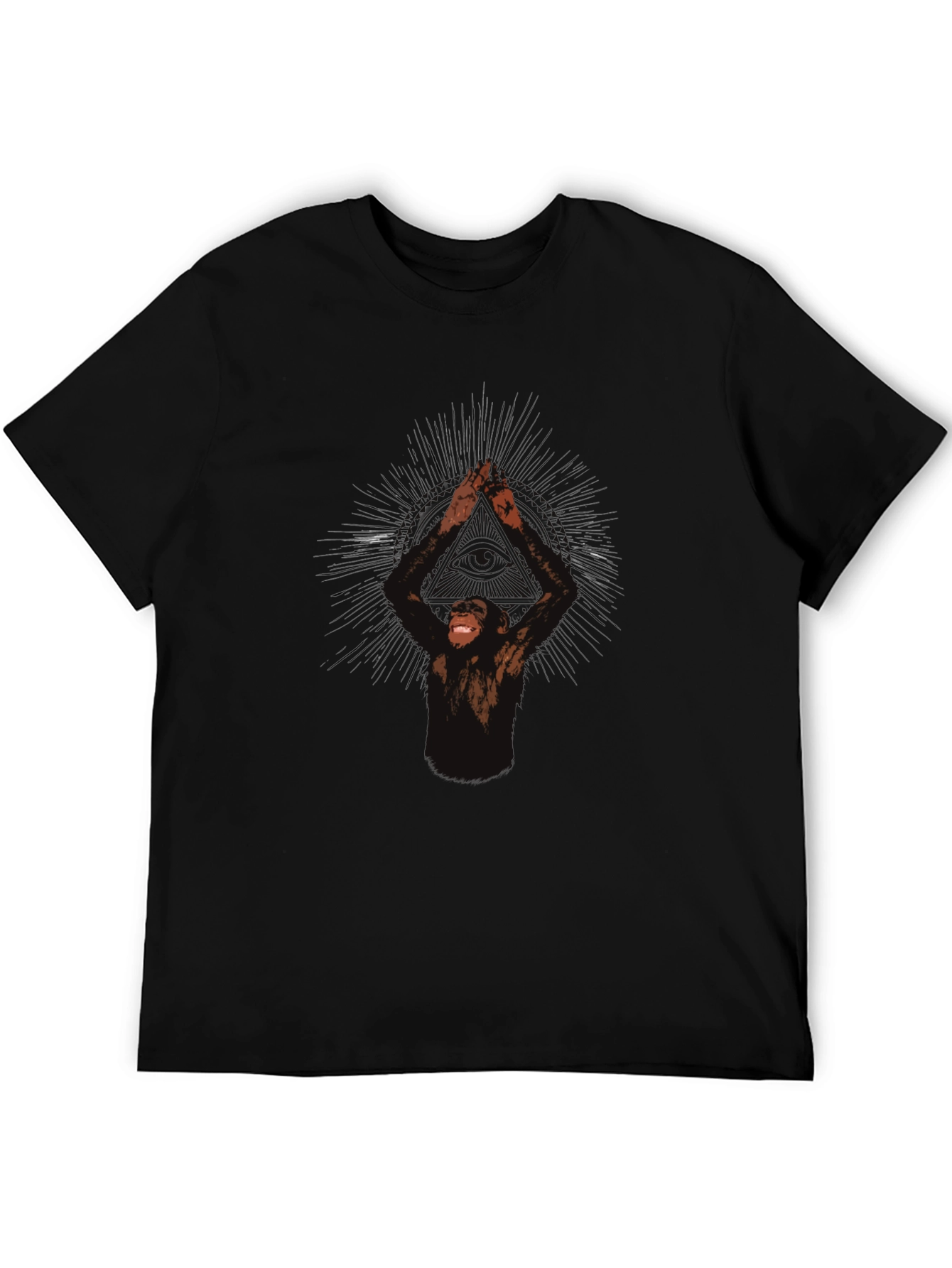 Chimpanzee Yoga Pose Graphic T-Shirt - Black