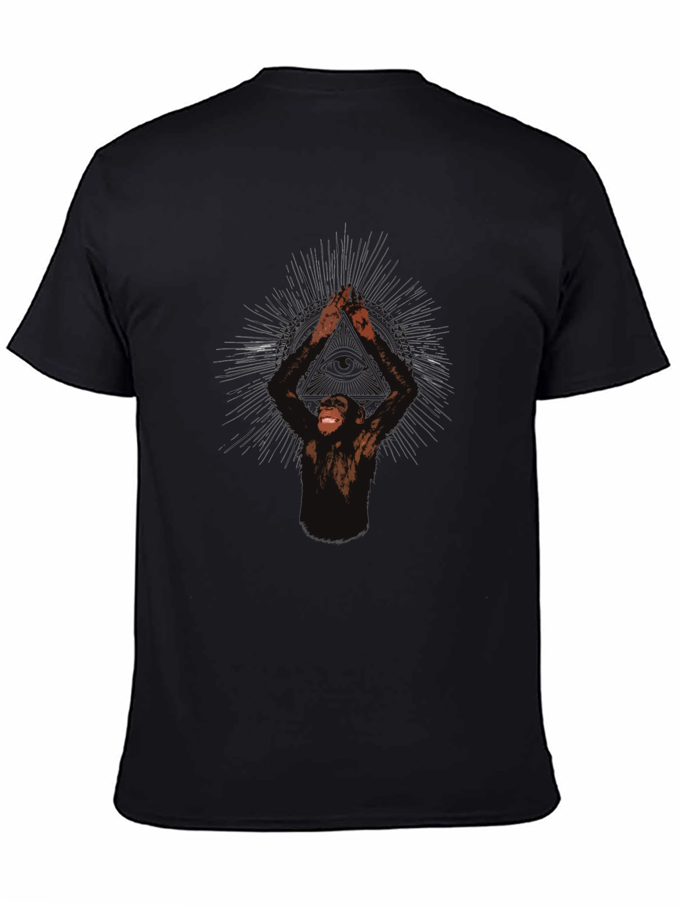 Chimpanzee Yoga Pose Graphic T-Shirt - Black