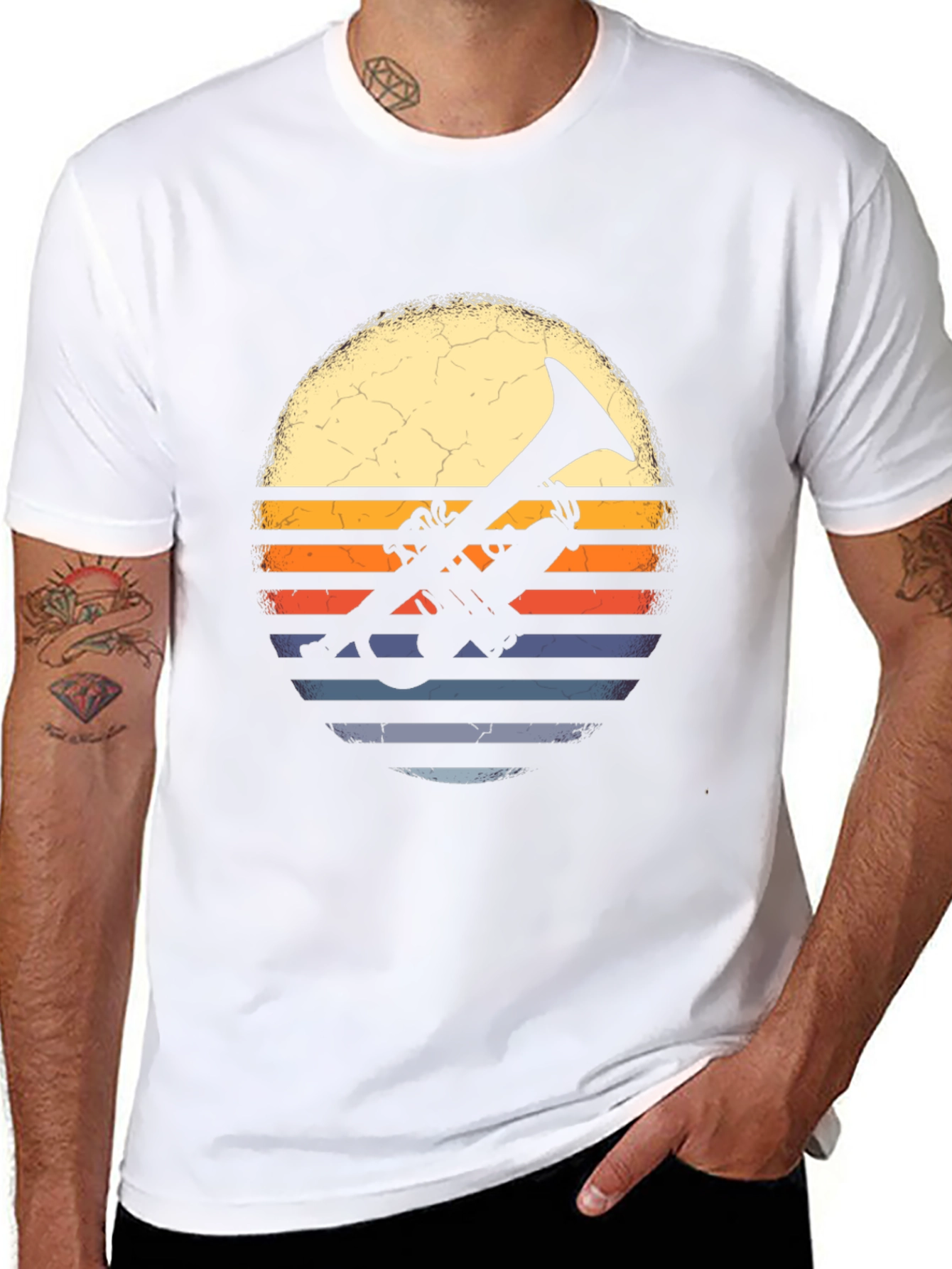 Retro Trumpet Sunset Graphic Tee - Music Lovers T-Shirt