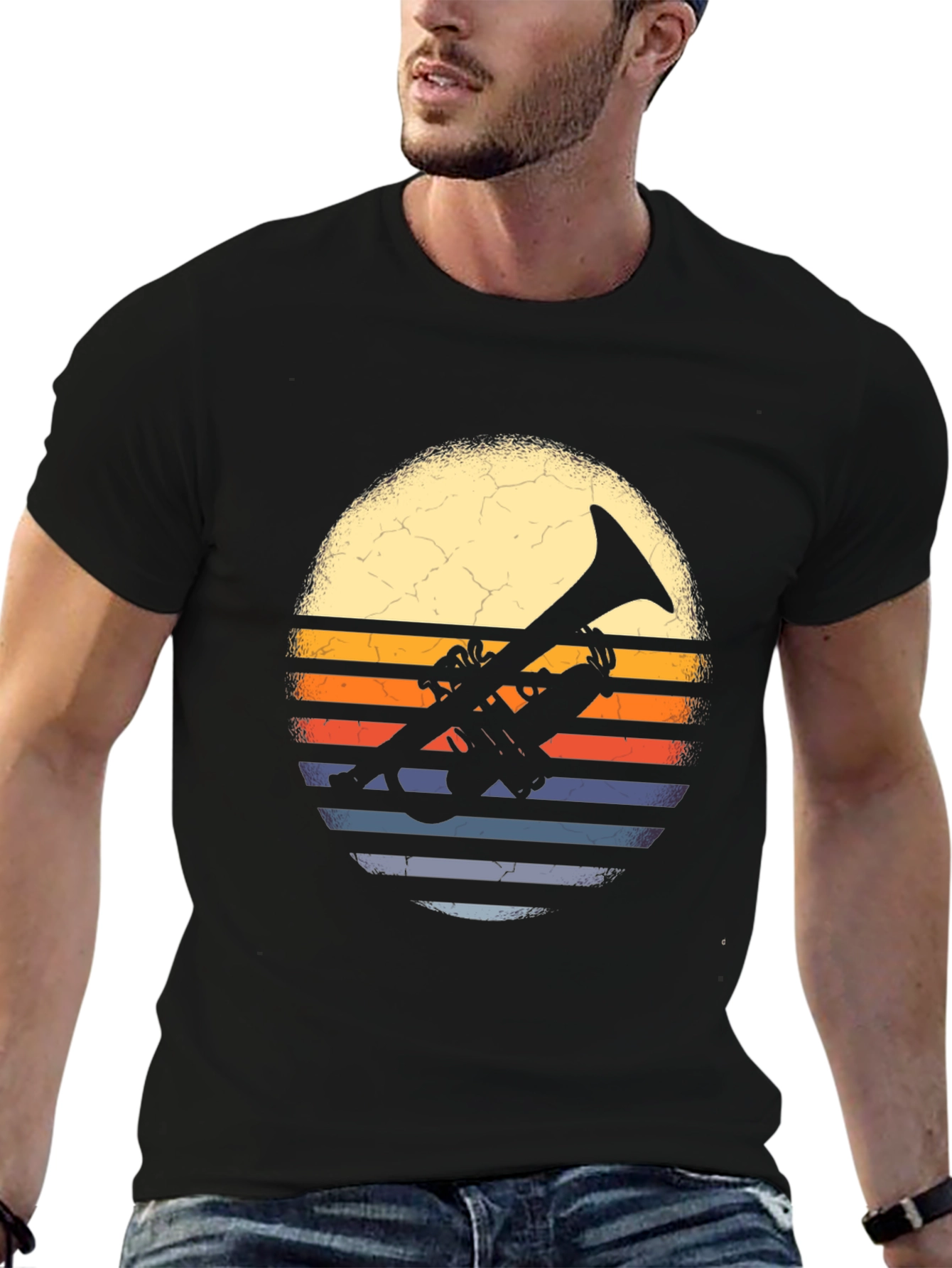 Retro Trumpet Sunset Graphic Tee - Music Lovers T-Shirt