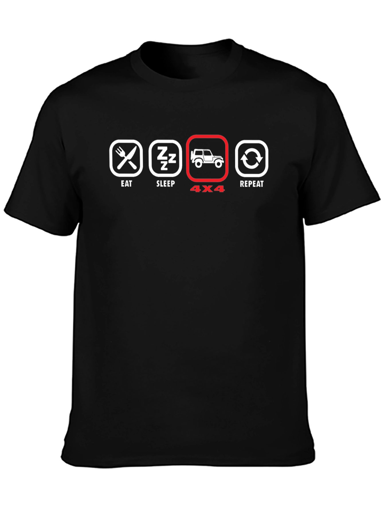 Eat Sleep 4x4 Repeat Black T-Shirt