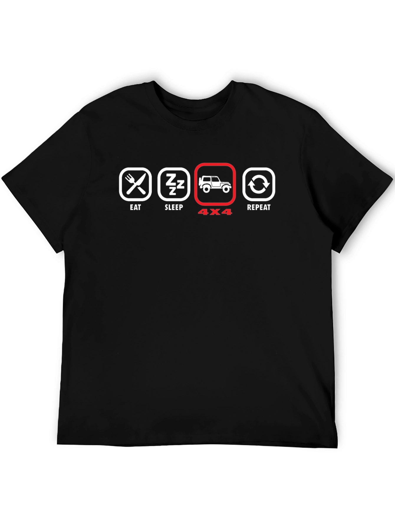 Eat Sleep 4x4 Repeat Black T-Shirt