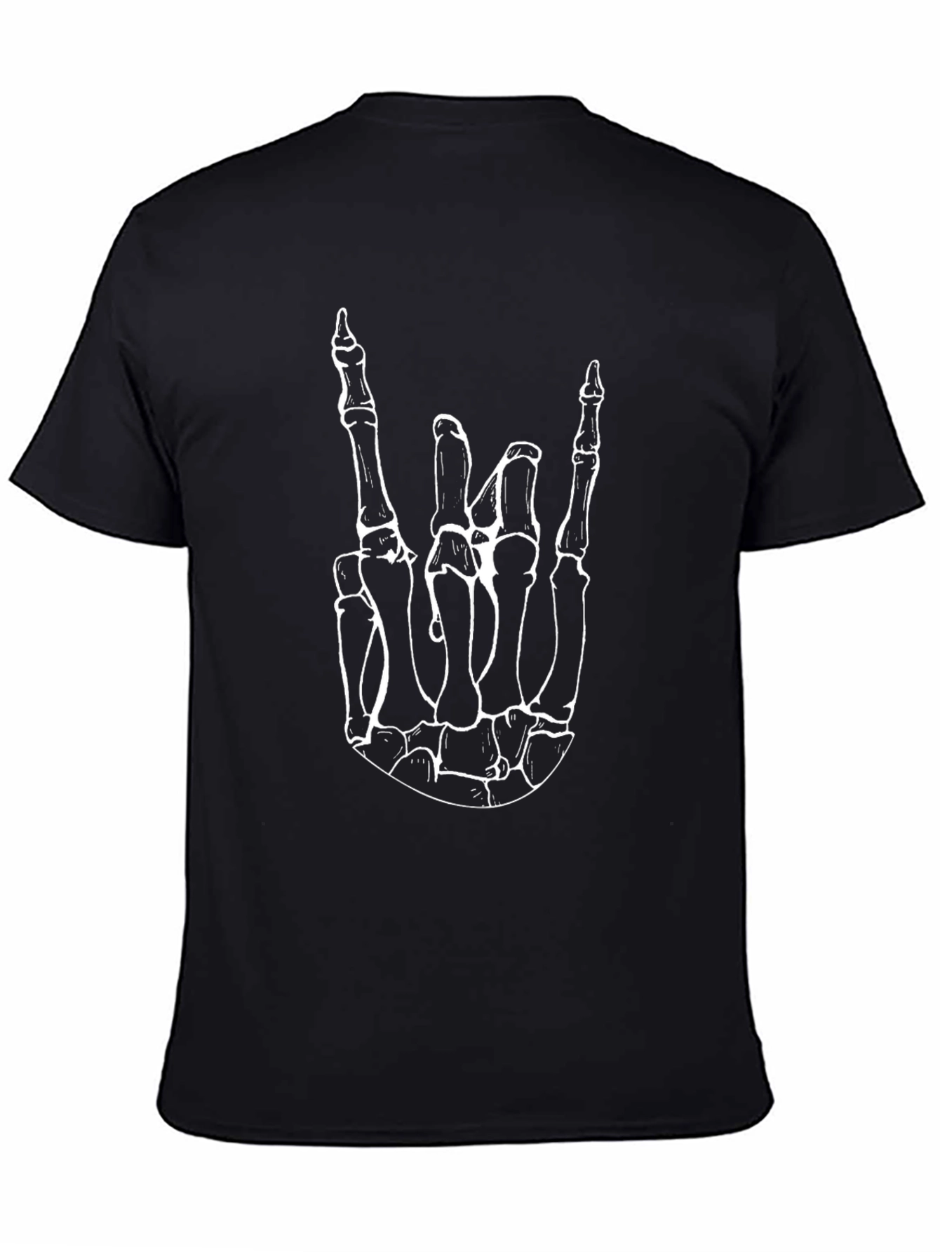 Skeleton Hand Rock On T-Shirt - Black Cotton Tee