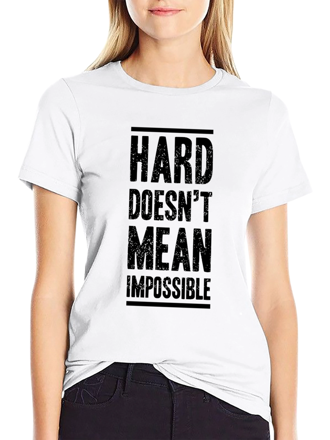 Inspirational Hard Doesnt Mean Impossible Black T-Shirt
