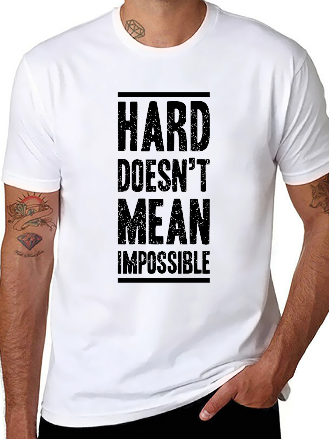 Inspirational Hard Doesnt Mean Impossible Black T-Shirt