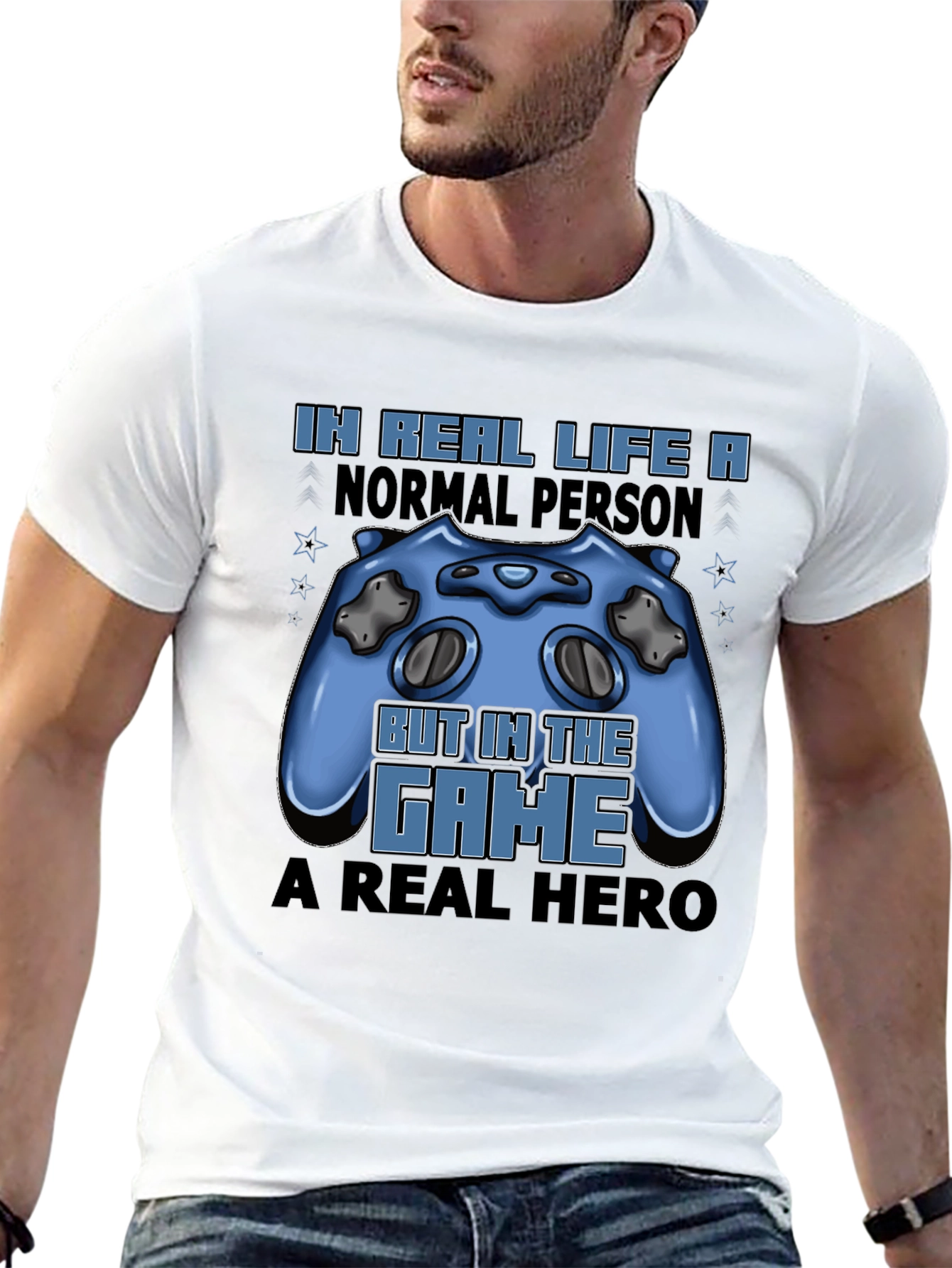 Gamer T-Shirt: Real Life vs. Game Hero
