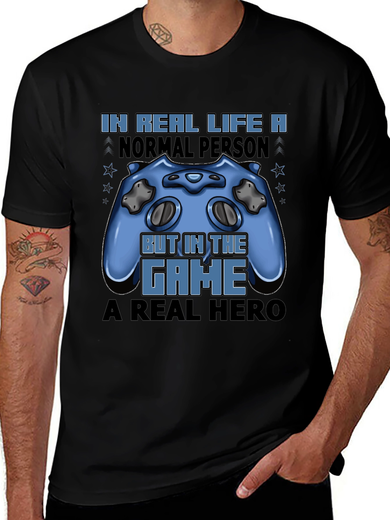 Gamer T-Shirt: Real Life vs. Game Hero