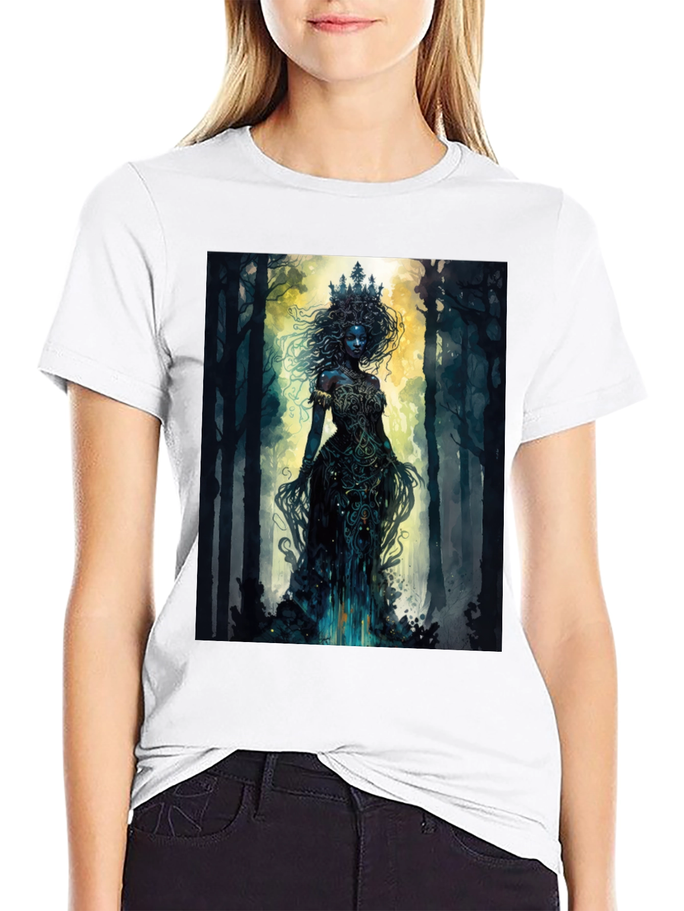 Mystic Forest Queen Graphic Tee - Black