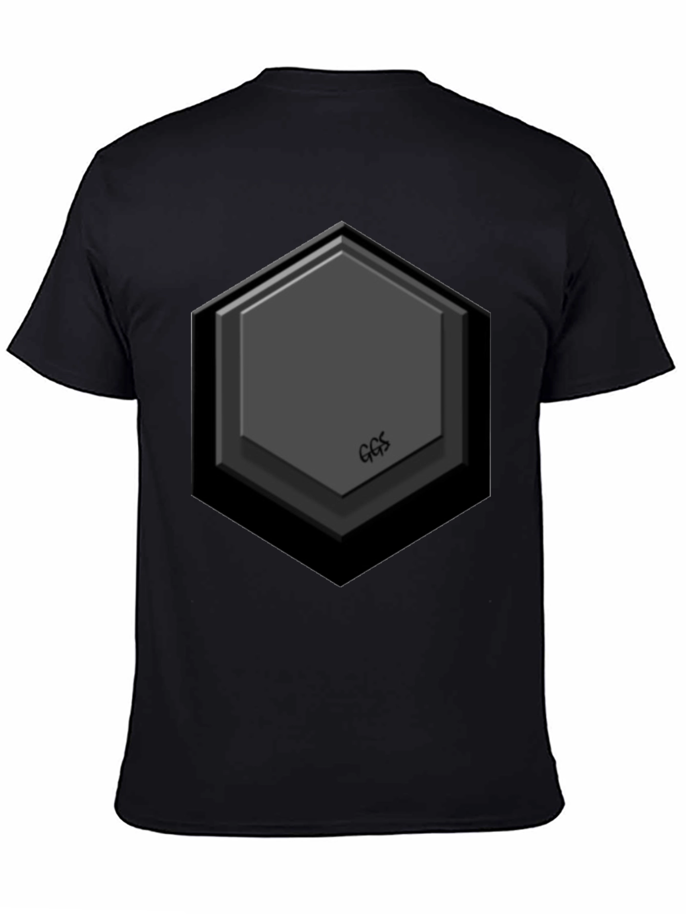 Hexagon Embossed Black T-Shirt - Modern Geometric Design