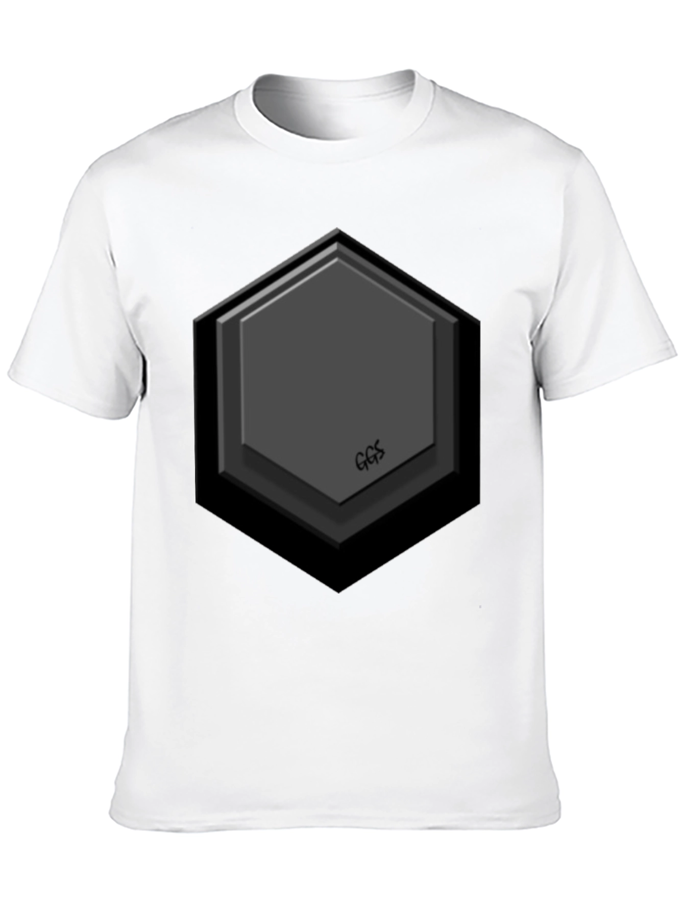 Hexagon Embossed Black T-Shirt - Modern Geometric Design