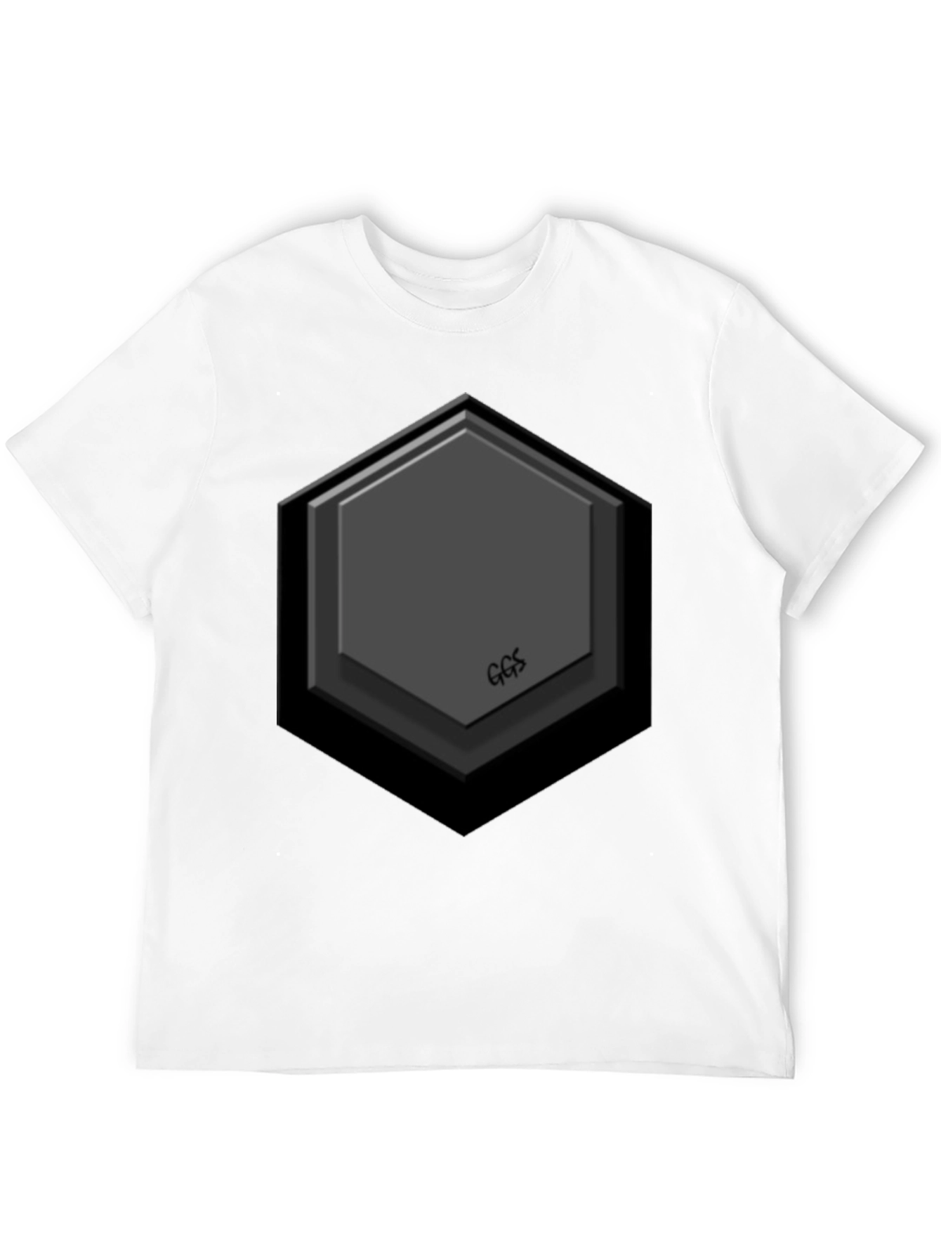 Hexagon Embossed Black T-Shirt - Modern Geometric Design