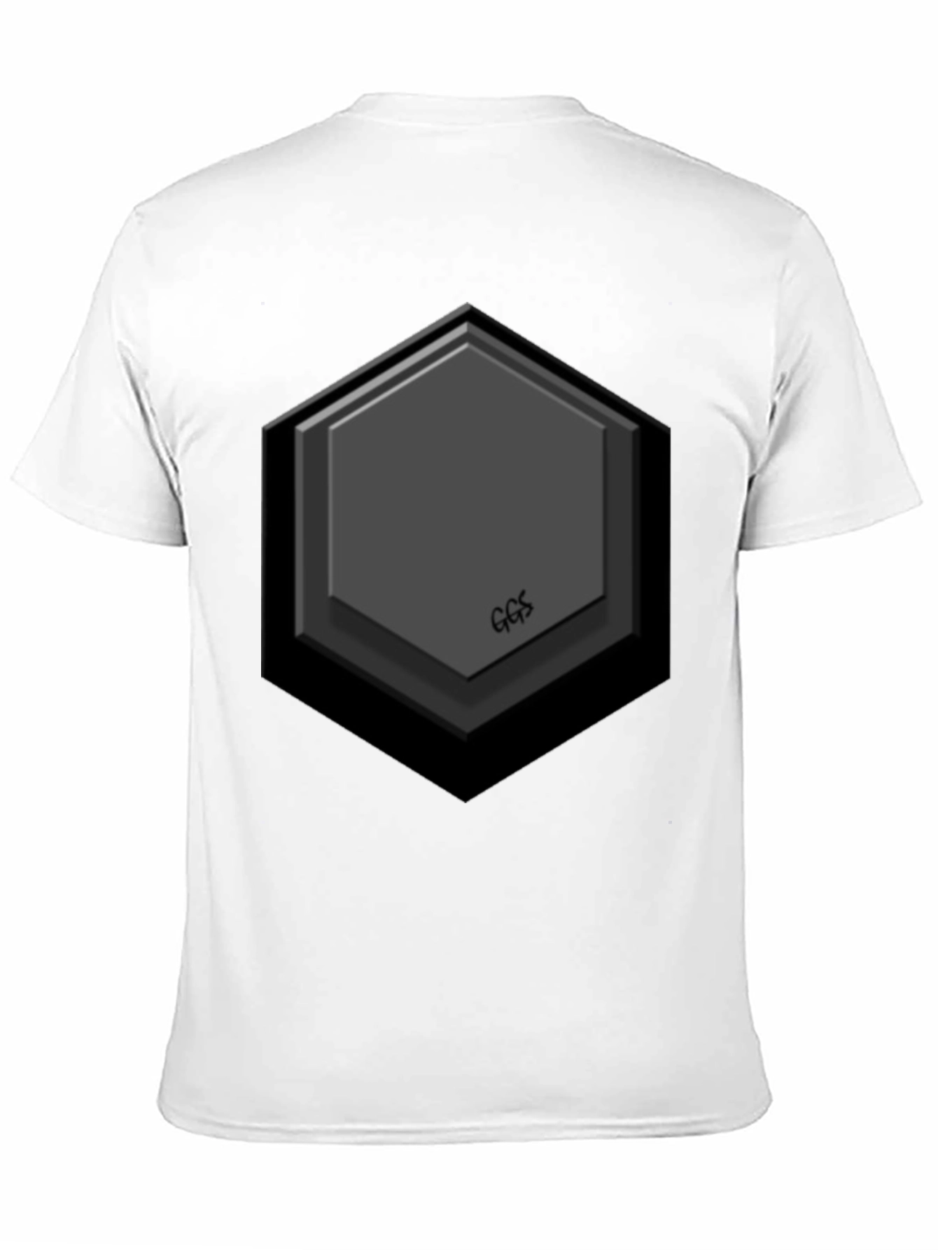 Hexagon Embossed Black T-Shirt - Modern Geometric Design