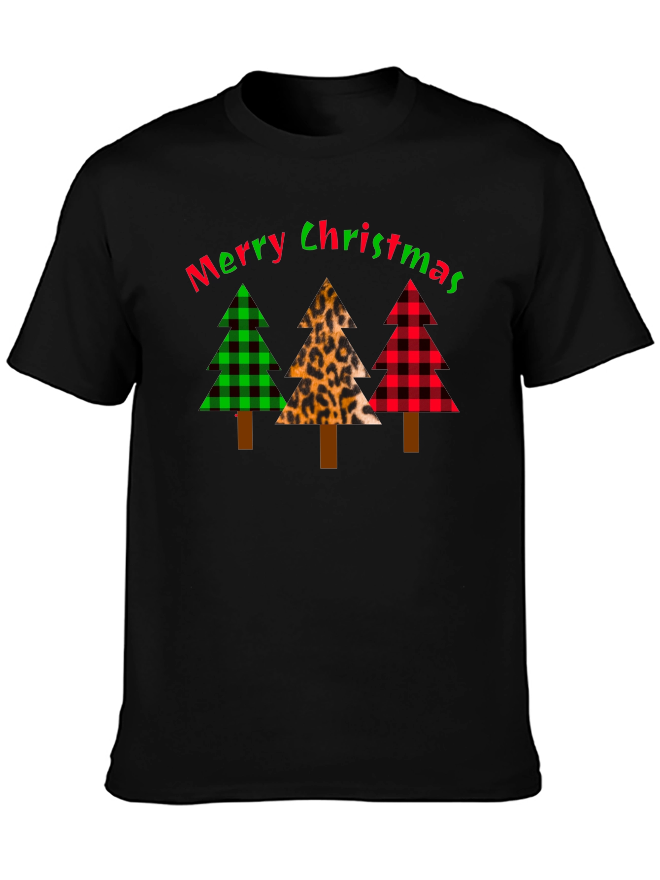 Merry Christmas Tree Pattern T-Shirt