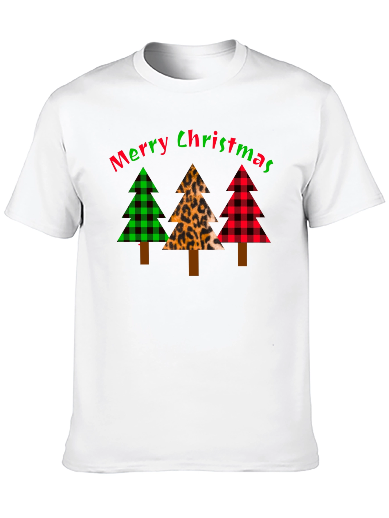 Merry Christmas Tree Pattern T-Shirt
