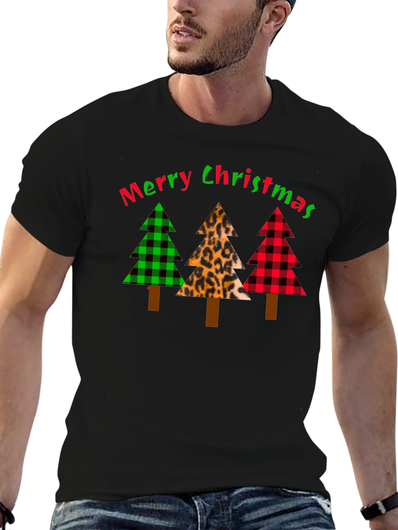Merry Christmas Tree Pattern T-Shirt