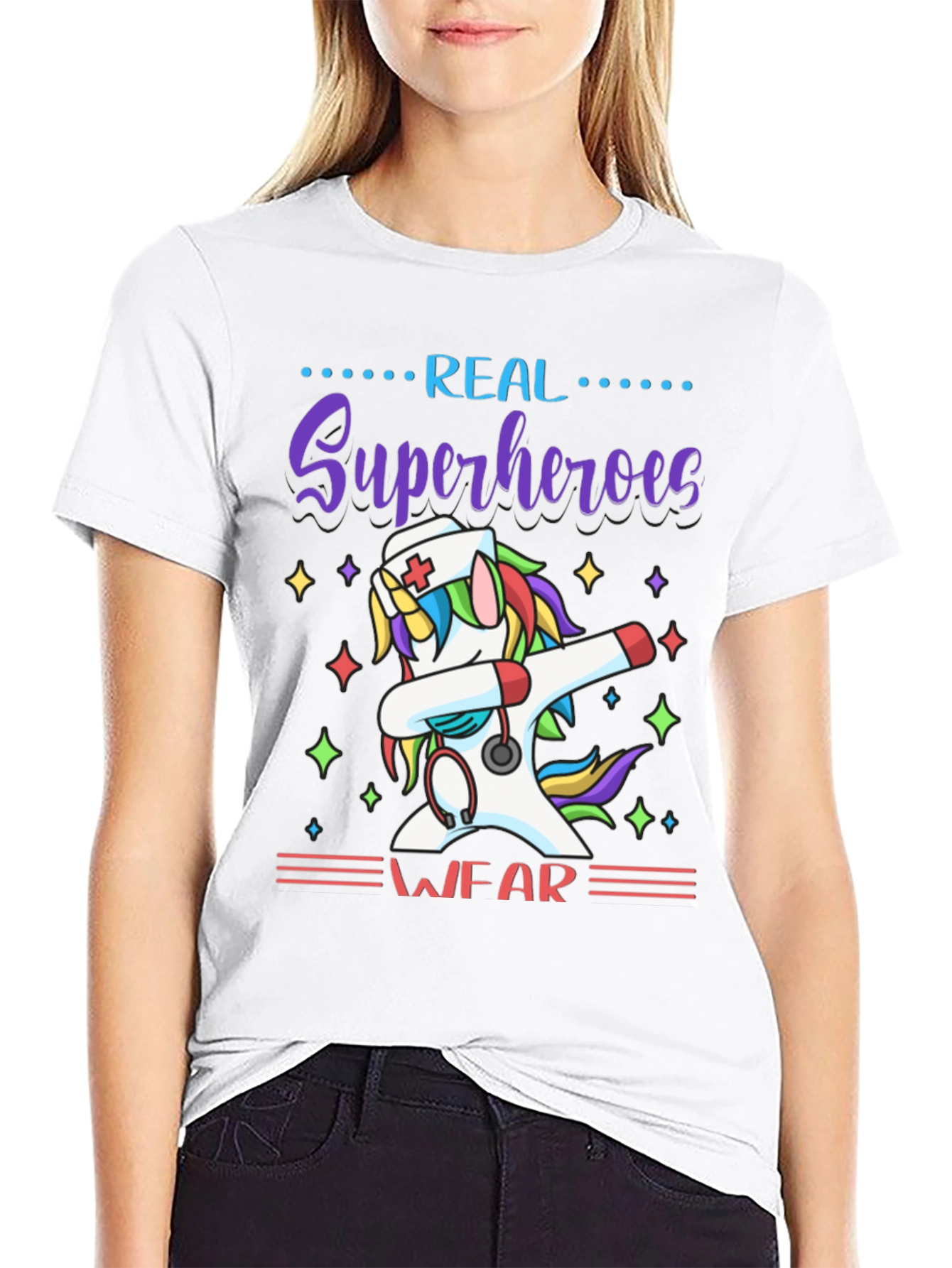 Real Superheroes Wear Unicorn Nurse T-Shirt