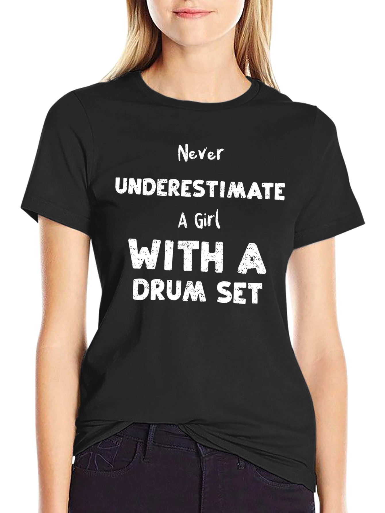 Never Underestimate Girl With Drum Set T-Shirt
