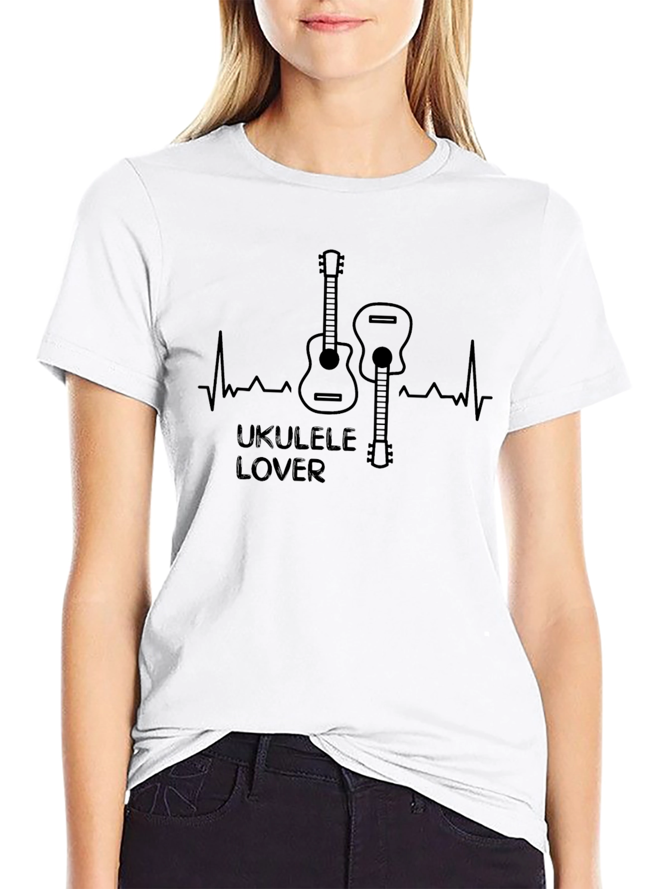 Ukulele Lover T-Shirt - Music Heartbeat Tee