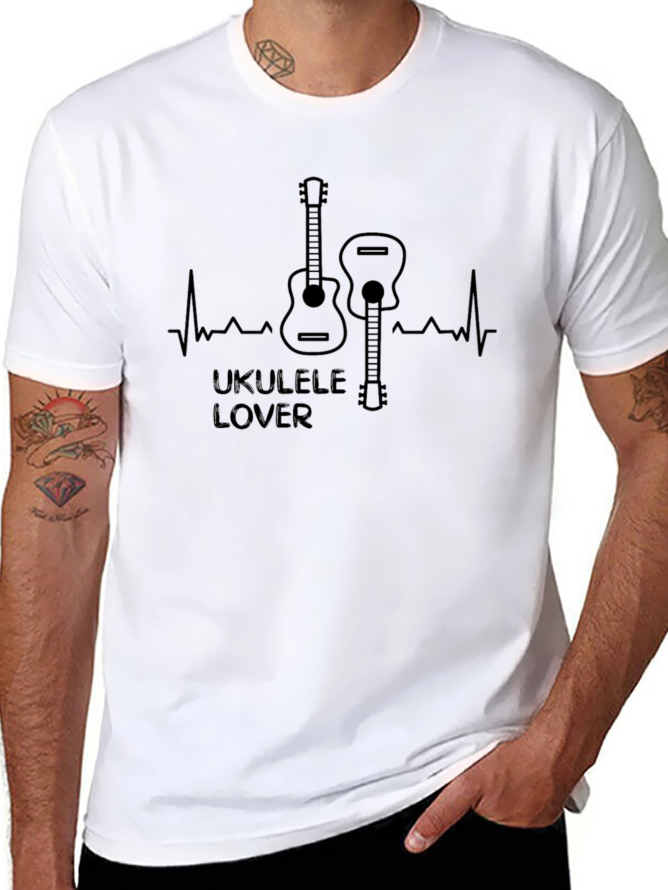 Ukulele Lover T-Shirt - Music Heartbeat Tee