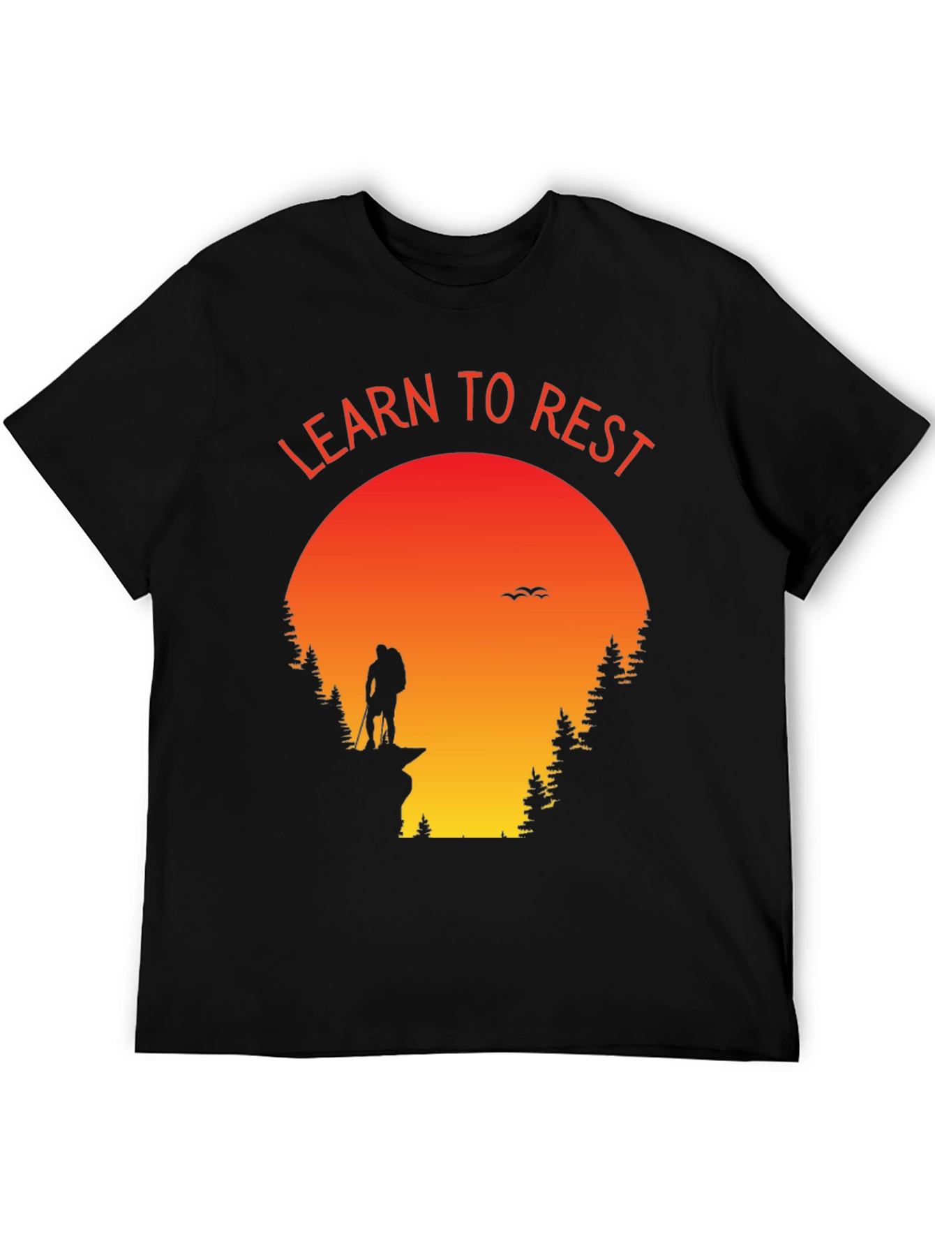 Learn to Rest Hiking T-Shirt - Sunset Silhouette