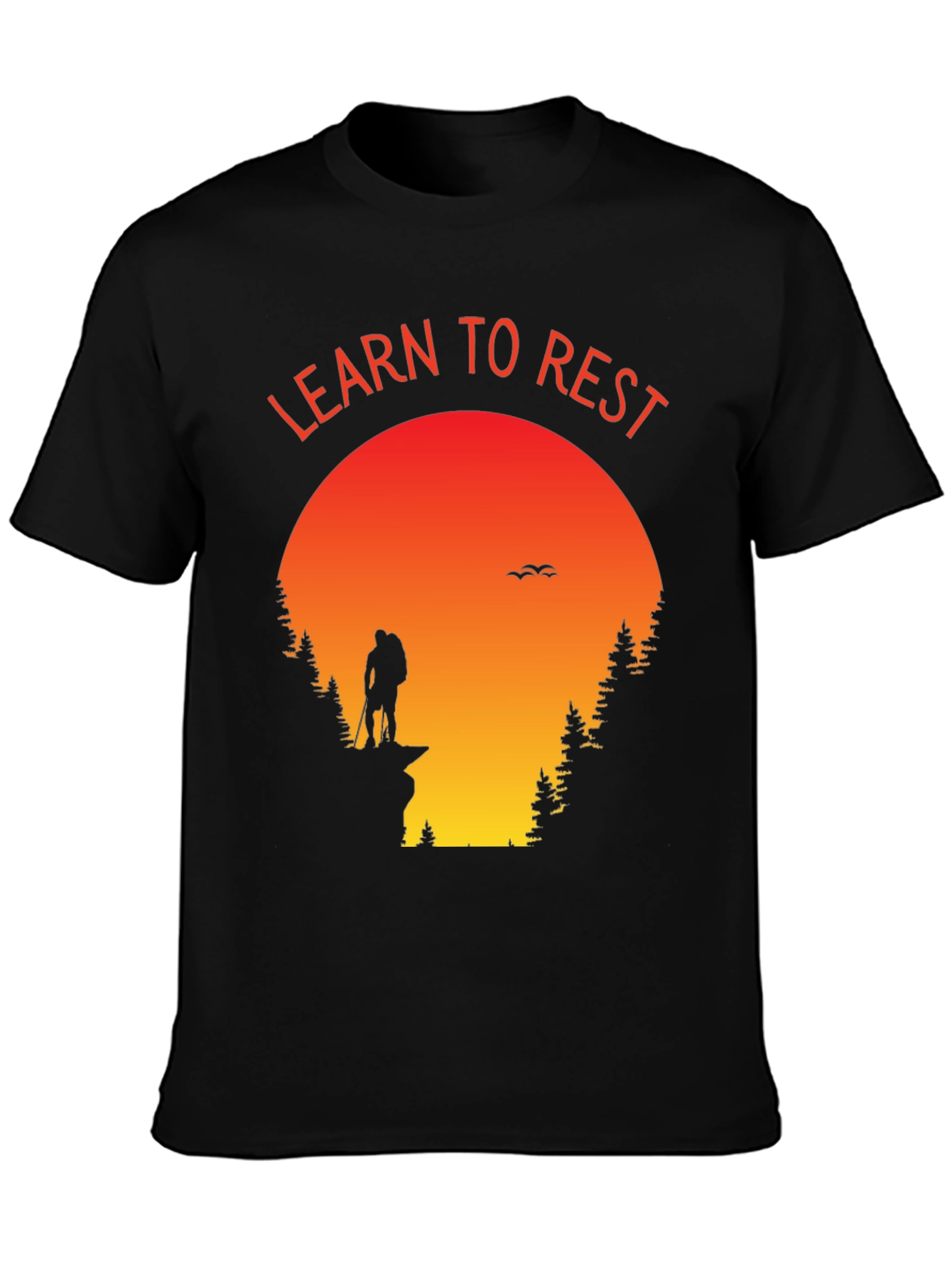 Learn to Rest Hiking T-Shirt - Sunset Silhouette