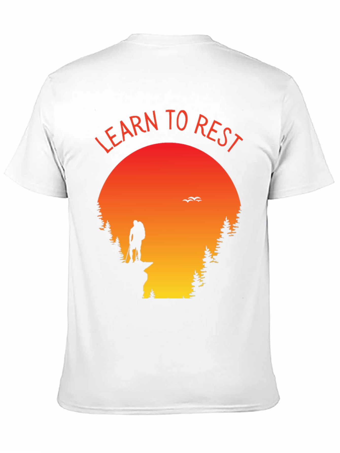 Learn to Rest Hiking T-Shirt - Sunset Silhouette