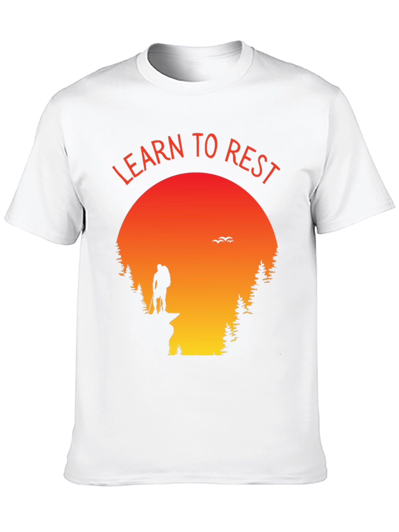 Learn to Rest Hiking T-Shirt - Sunset Silhouette