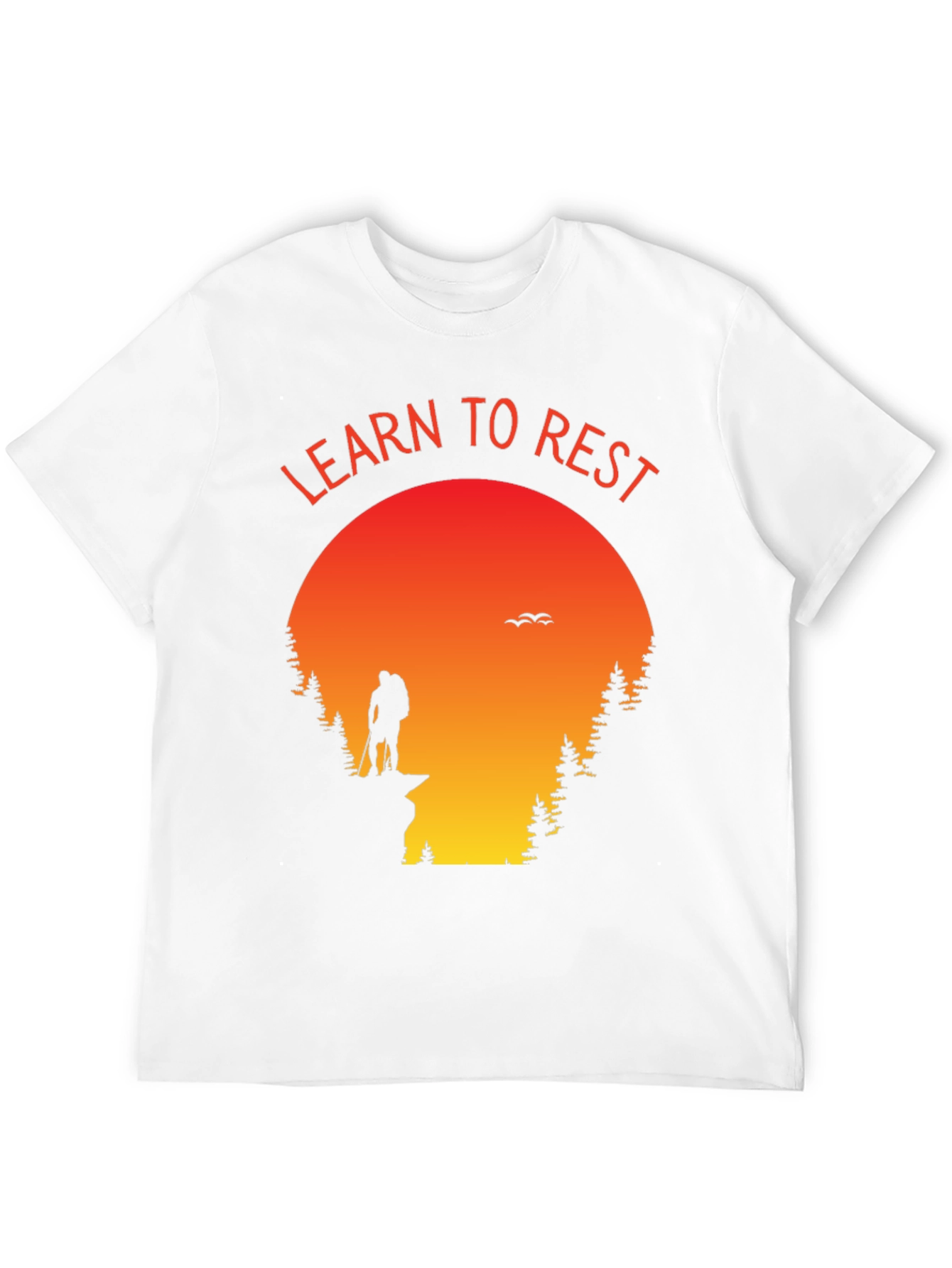 Learn to Rest Hiking T-Shirt - Sunset Silhouette