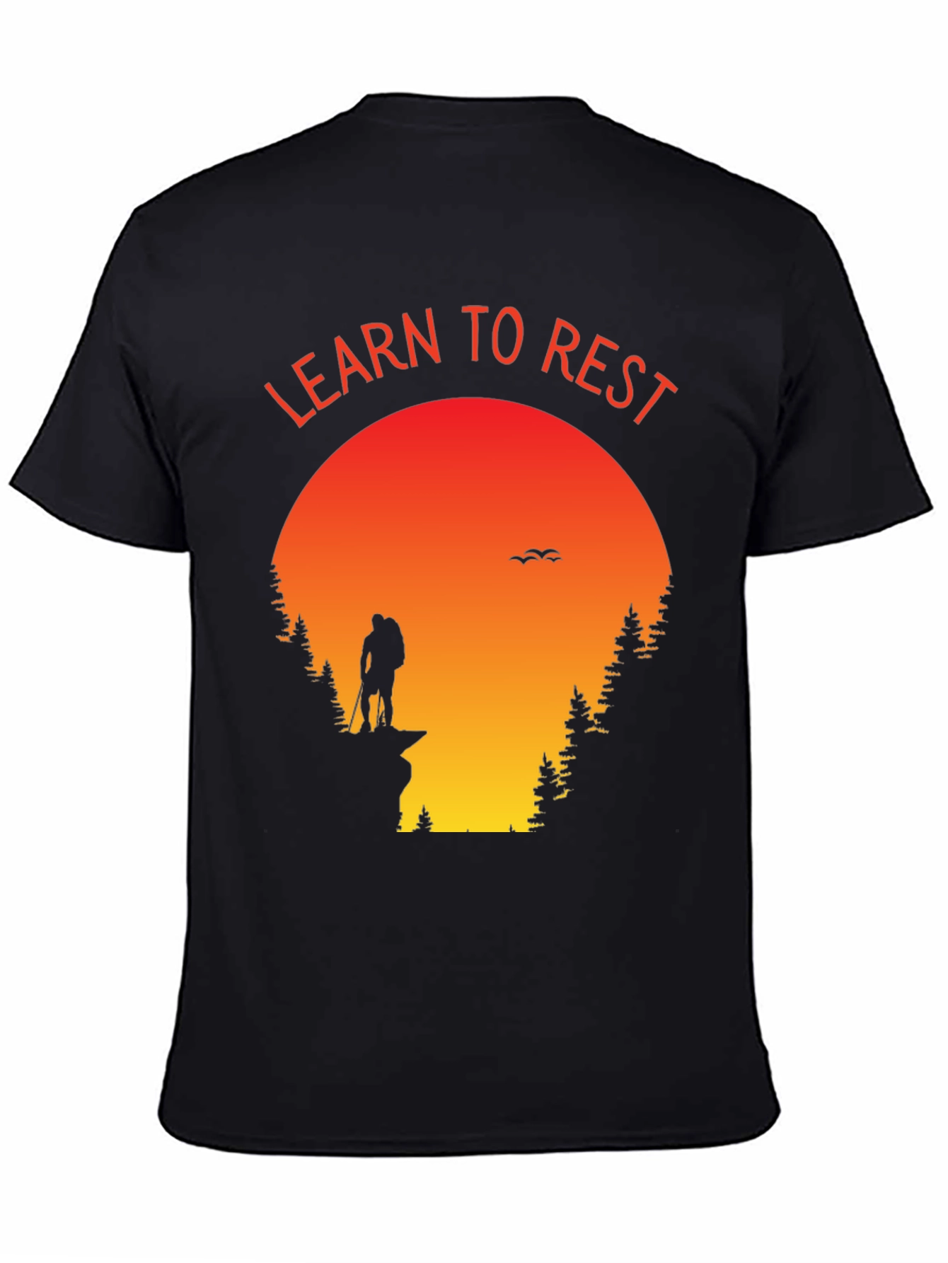 Learn to Rest Hiking T-Shirt - Sunset Silhouette