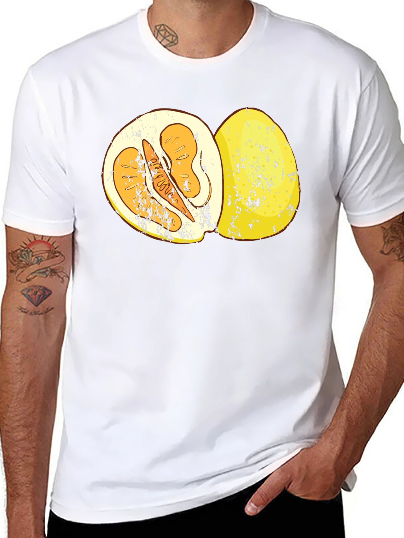 Pomelo Fruit Graphic T-Shirt - Black