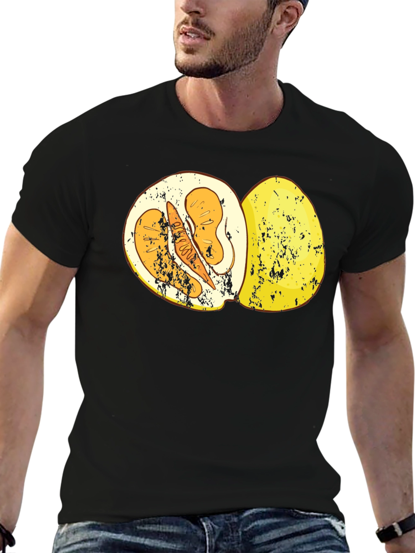 Pomelo Fruit Graphic T-Shirt - Black