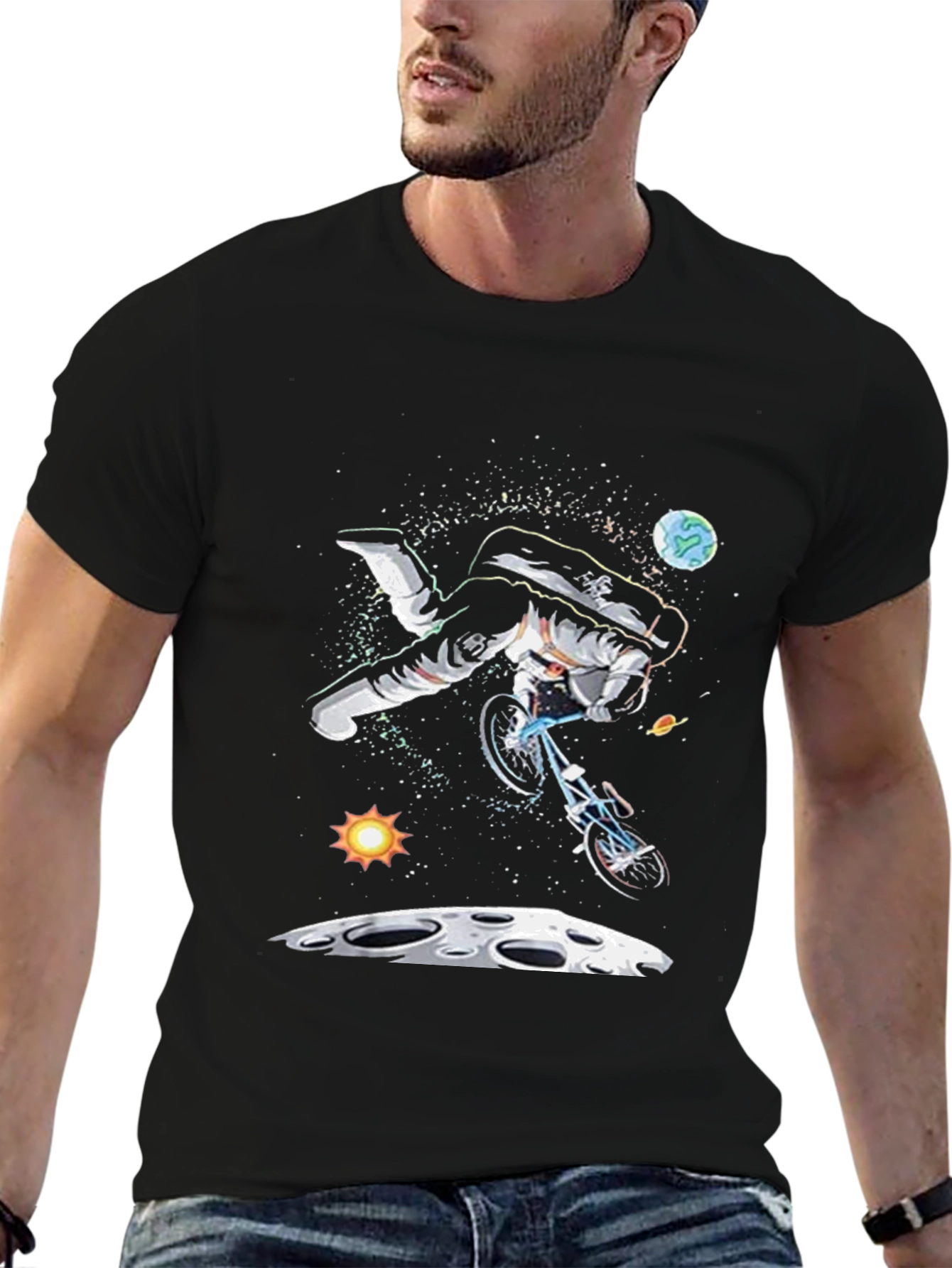 Astronaut Bike Ride T-Shirt - Space Graphic Tee