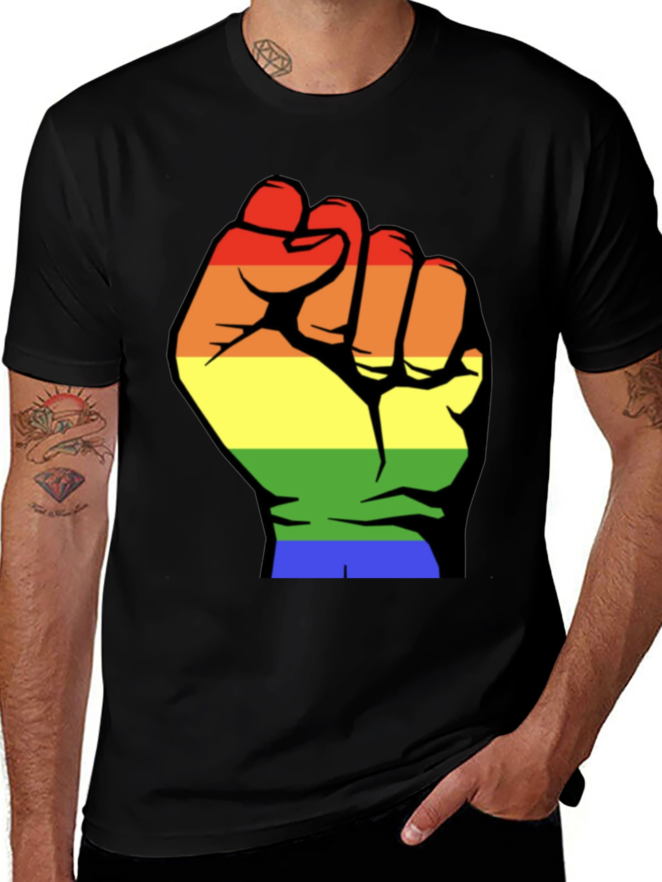Pride Fist Tee - Rainbow Power T-Shirt