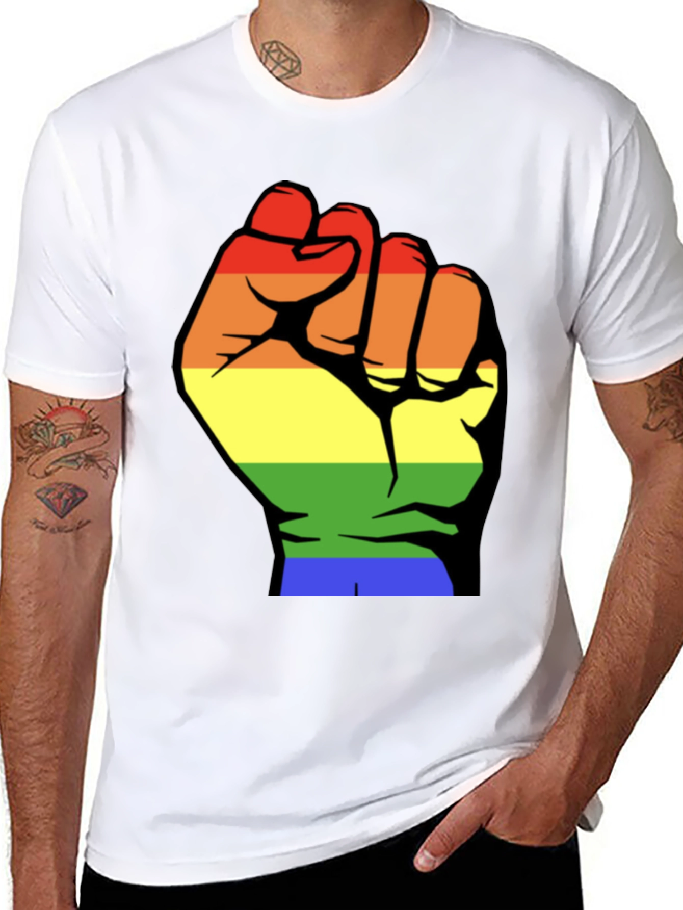 Pride Fist Tee - Rainbow Power T-Shirt