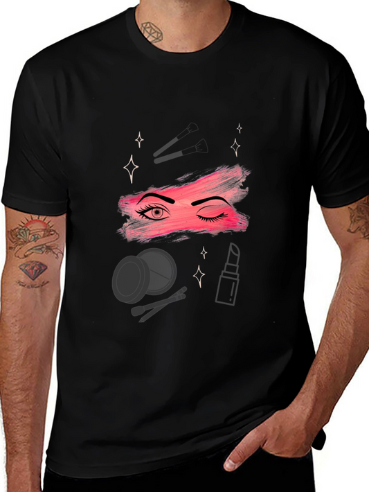 Makeup Graphic T-Shirt - Trendy Black Tee
