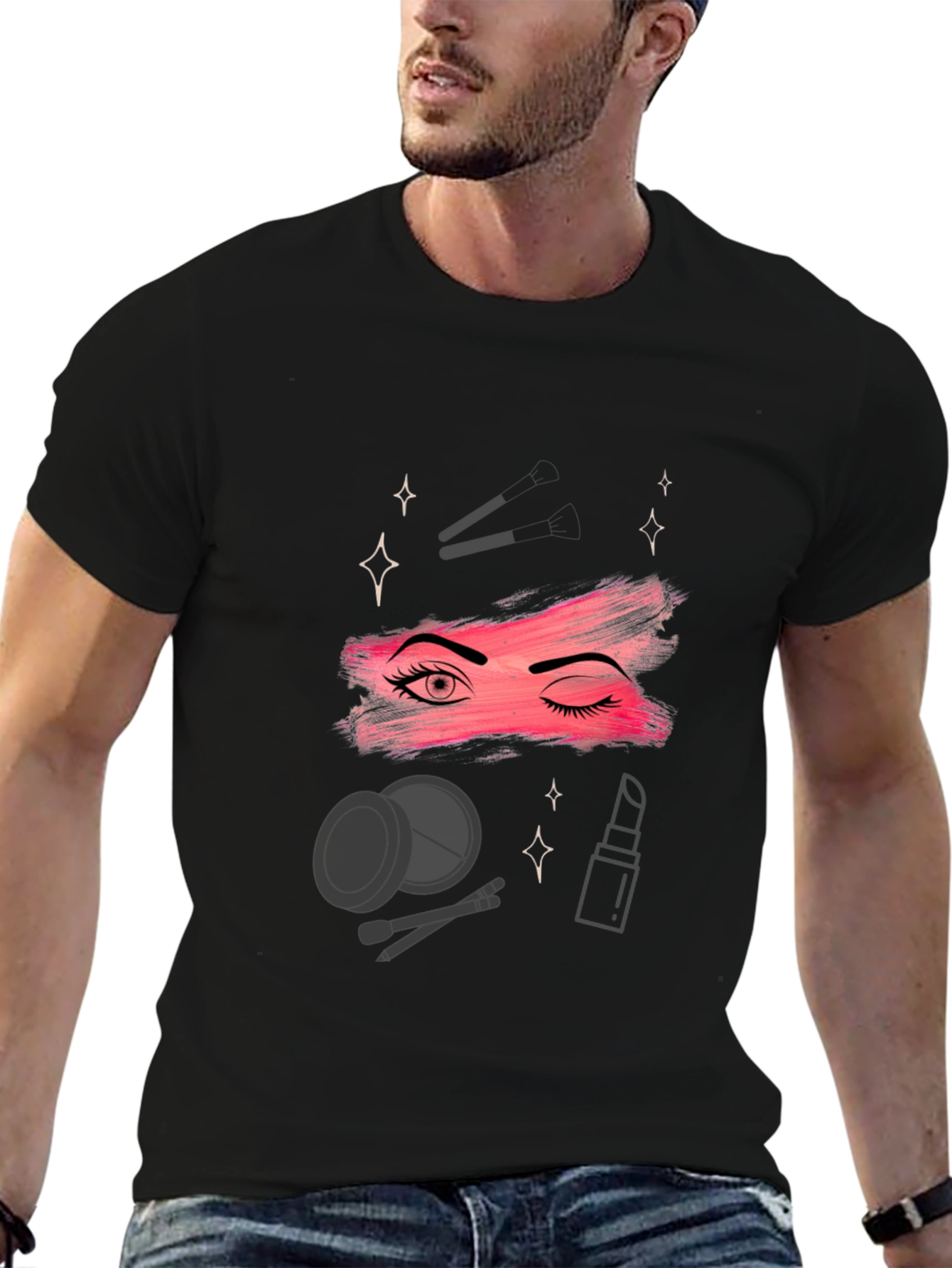 Makeup Graphic T-Shirt - Trendy Black Tee