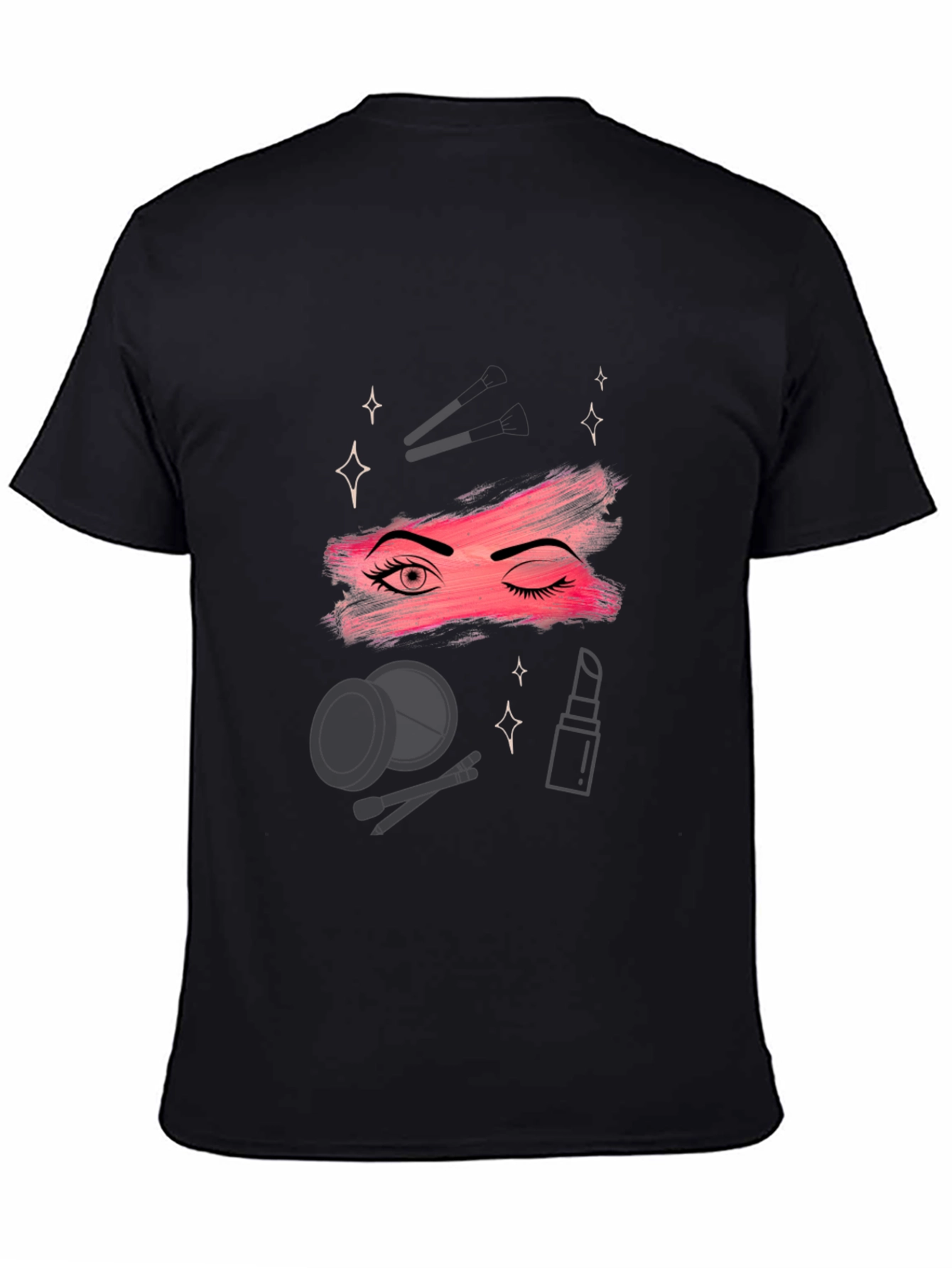 Makeup Graphic T-Shirt - Trendy Black Tee