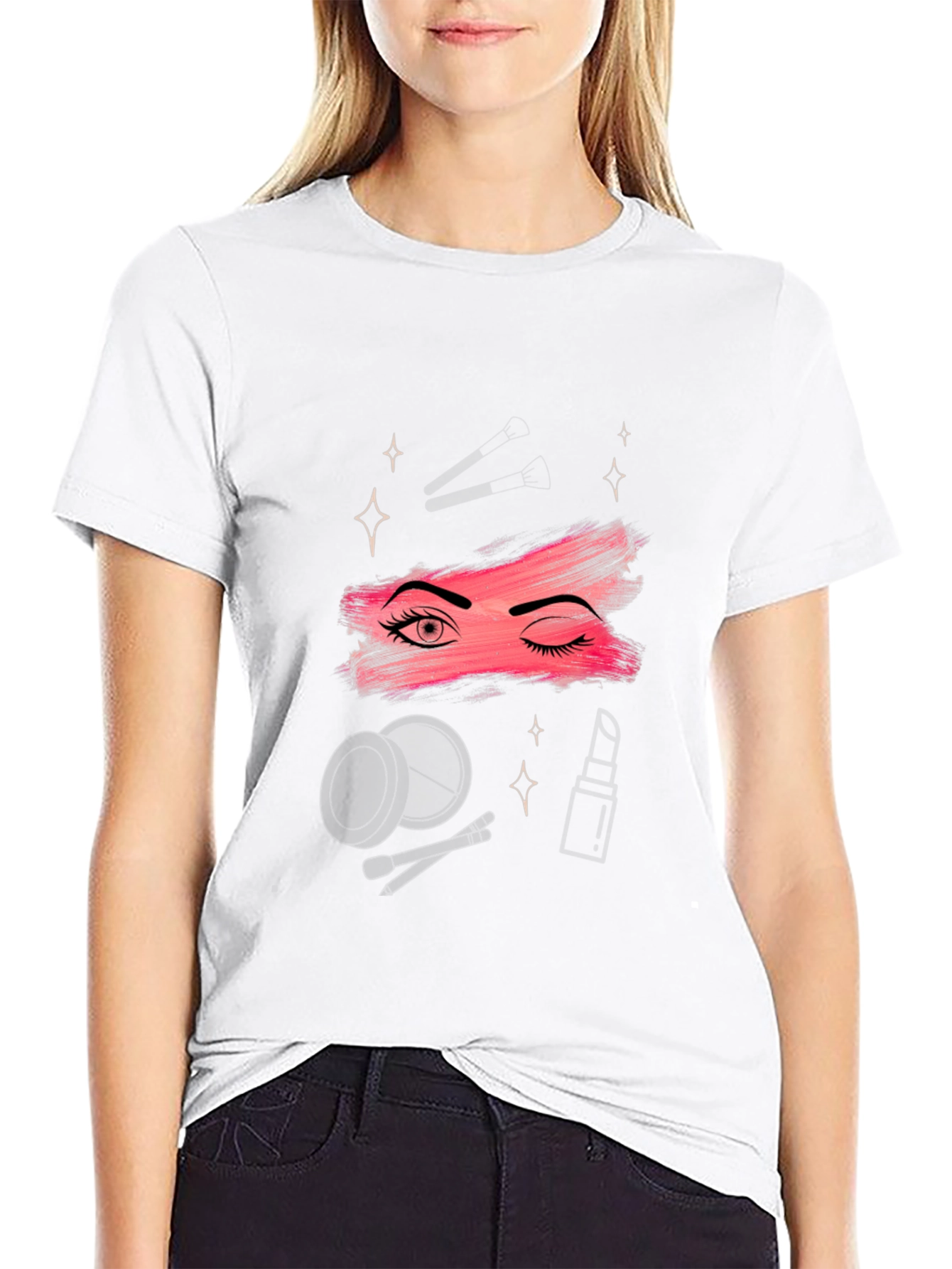 Makeup Graphic T-Shirt - Trendy Black Tee