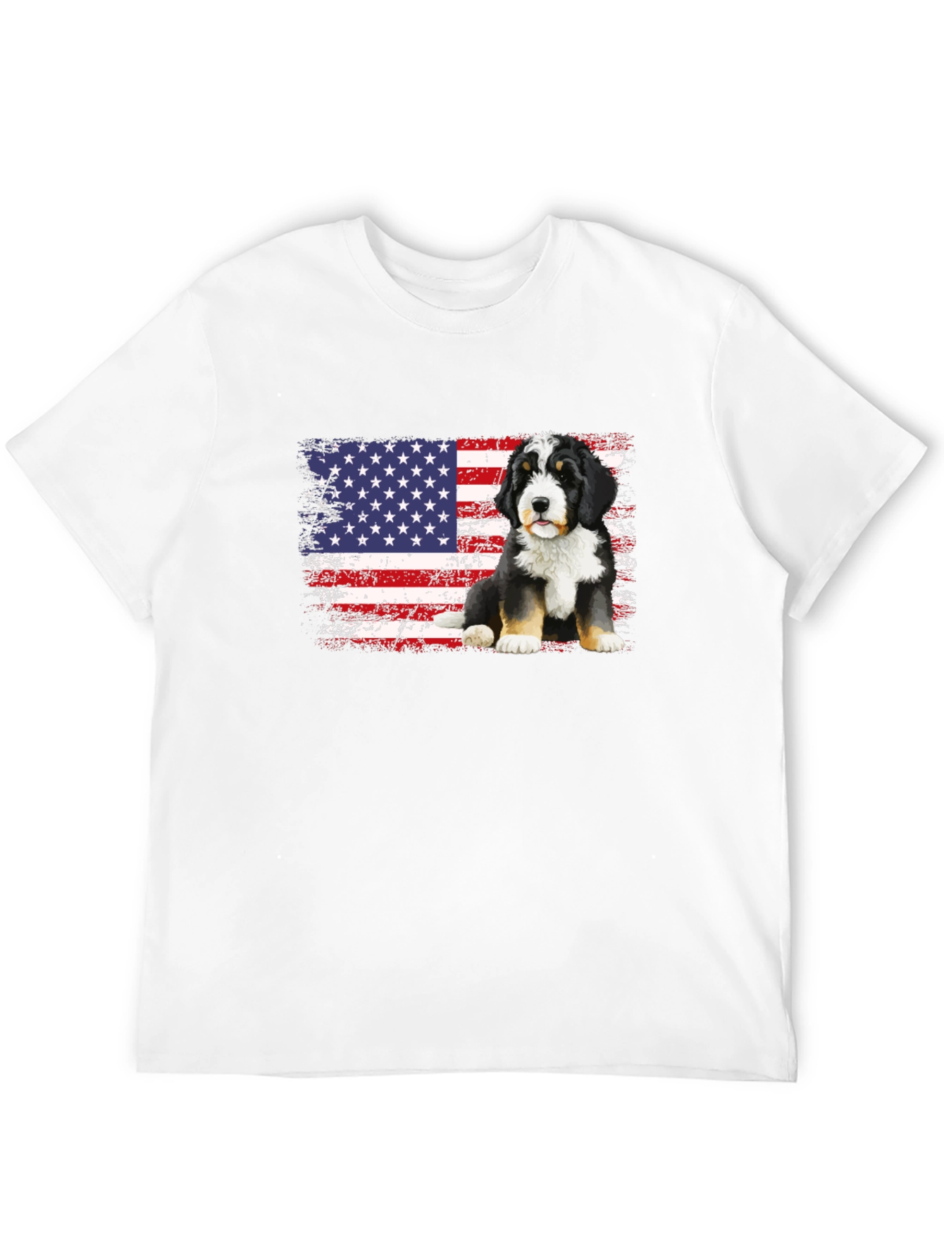 Bernese Mountain Dog American Flag T-Shirt