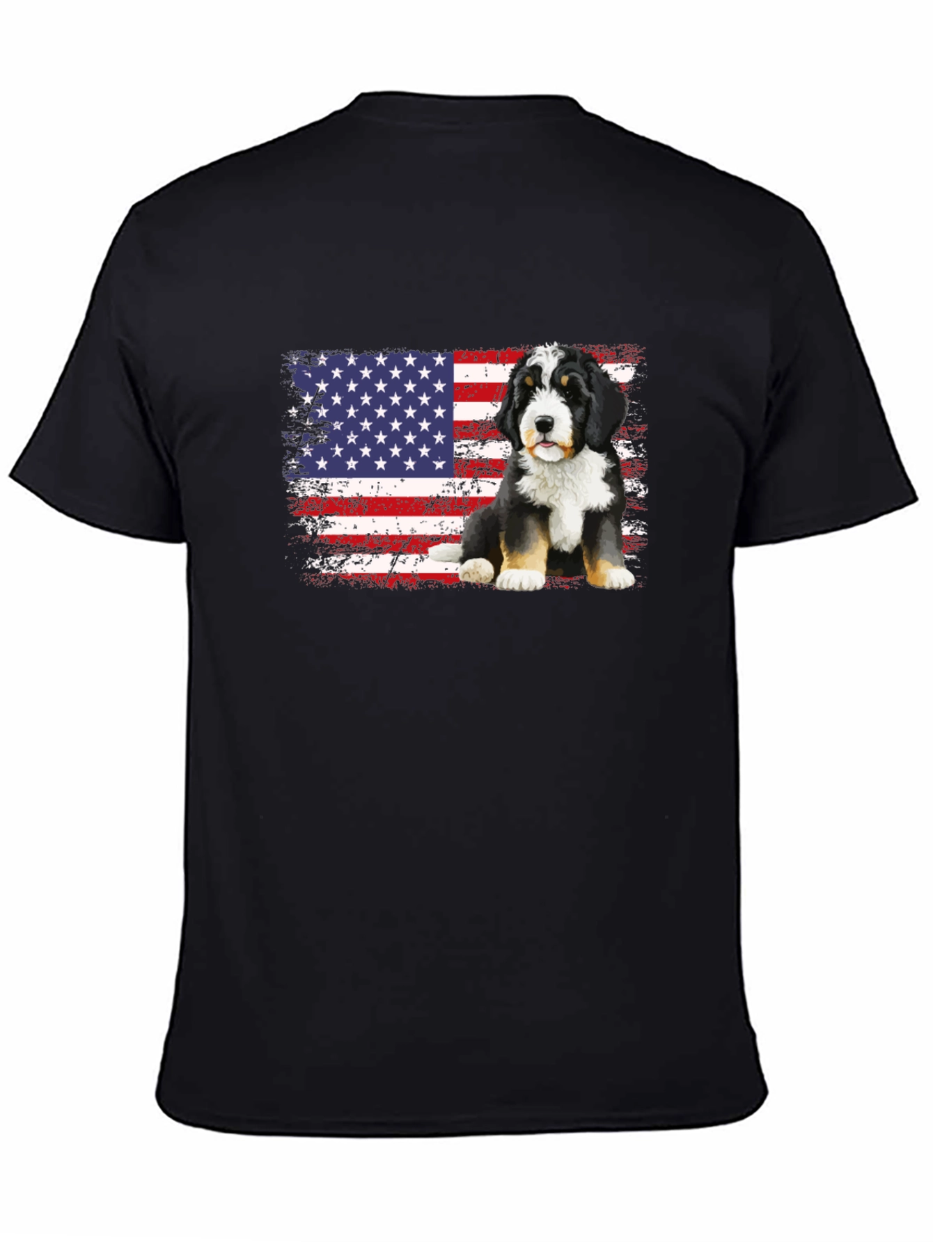 Bernese Mountain Dog American Flag T-Shirt
