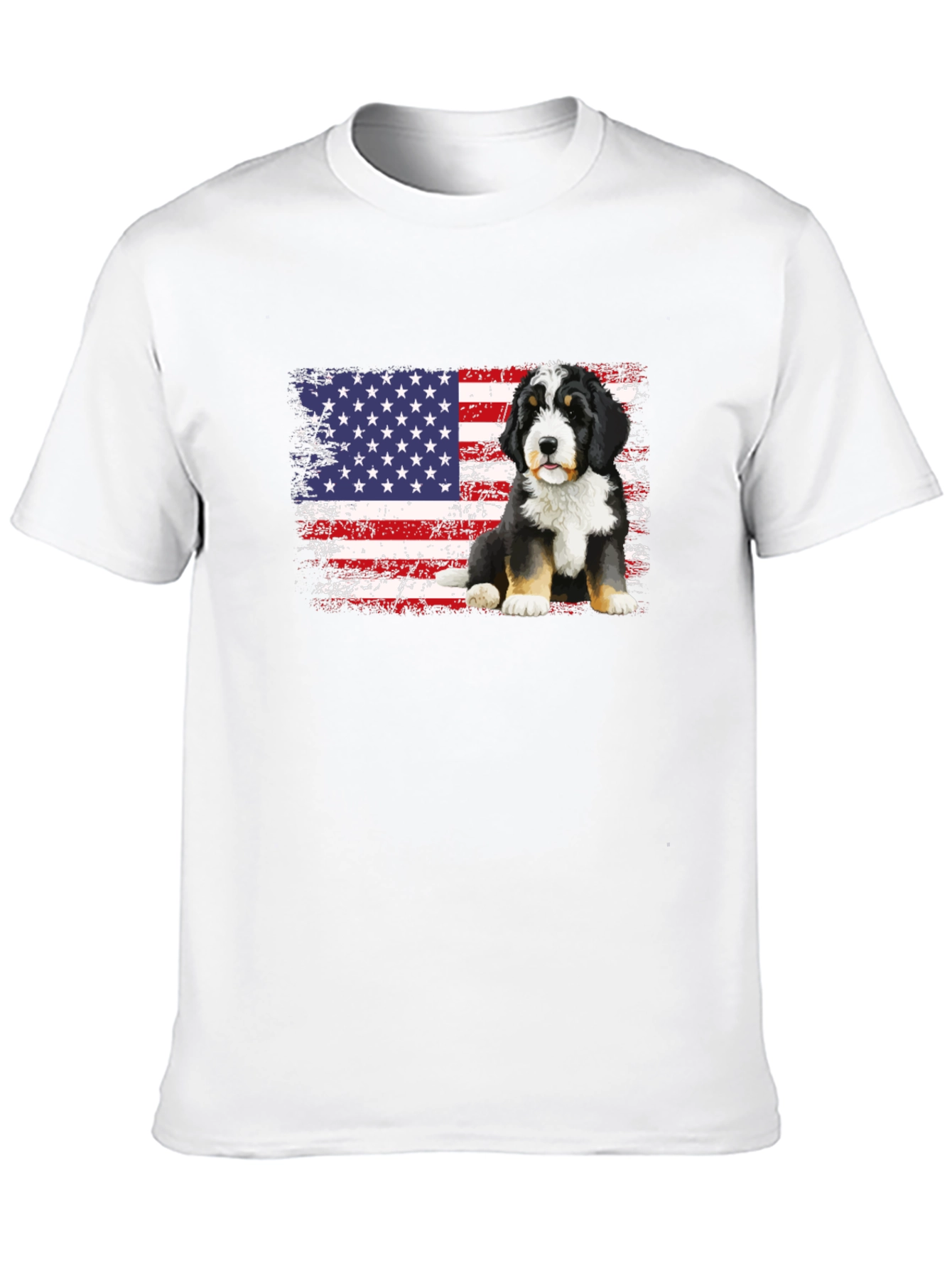 Bernese Mountain Dog American Flag T-Shirt