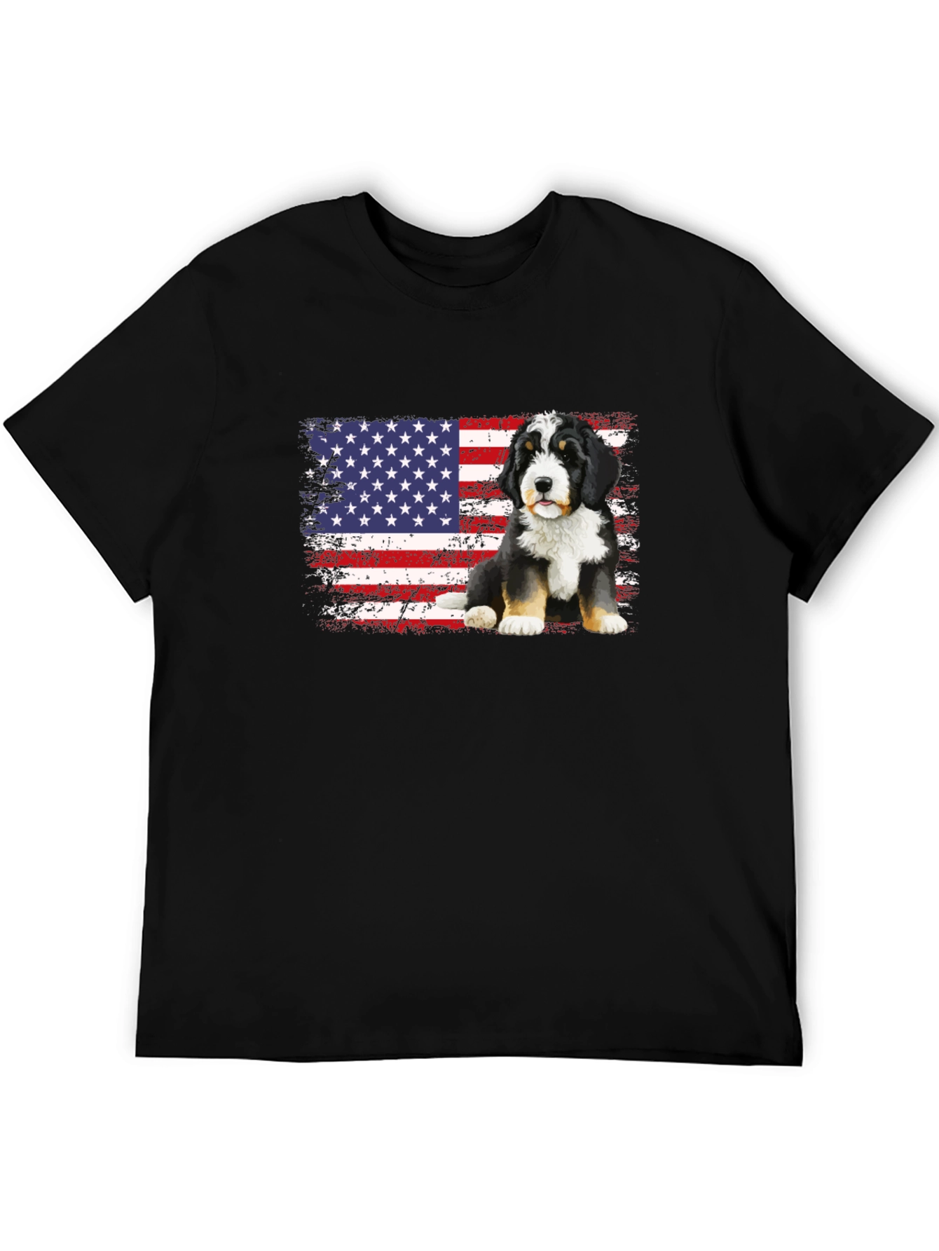 Bernese Mountain Dog American Flag T-Shirt