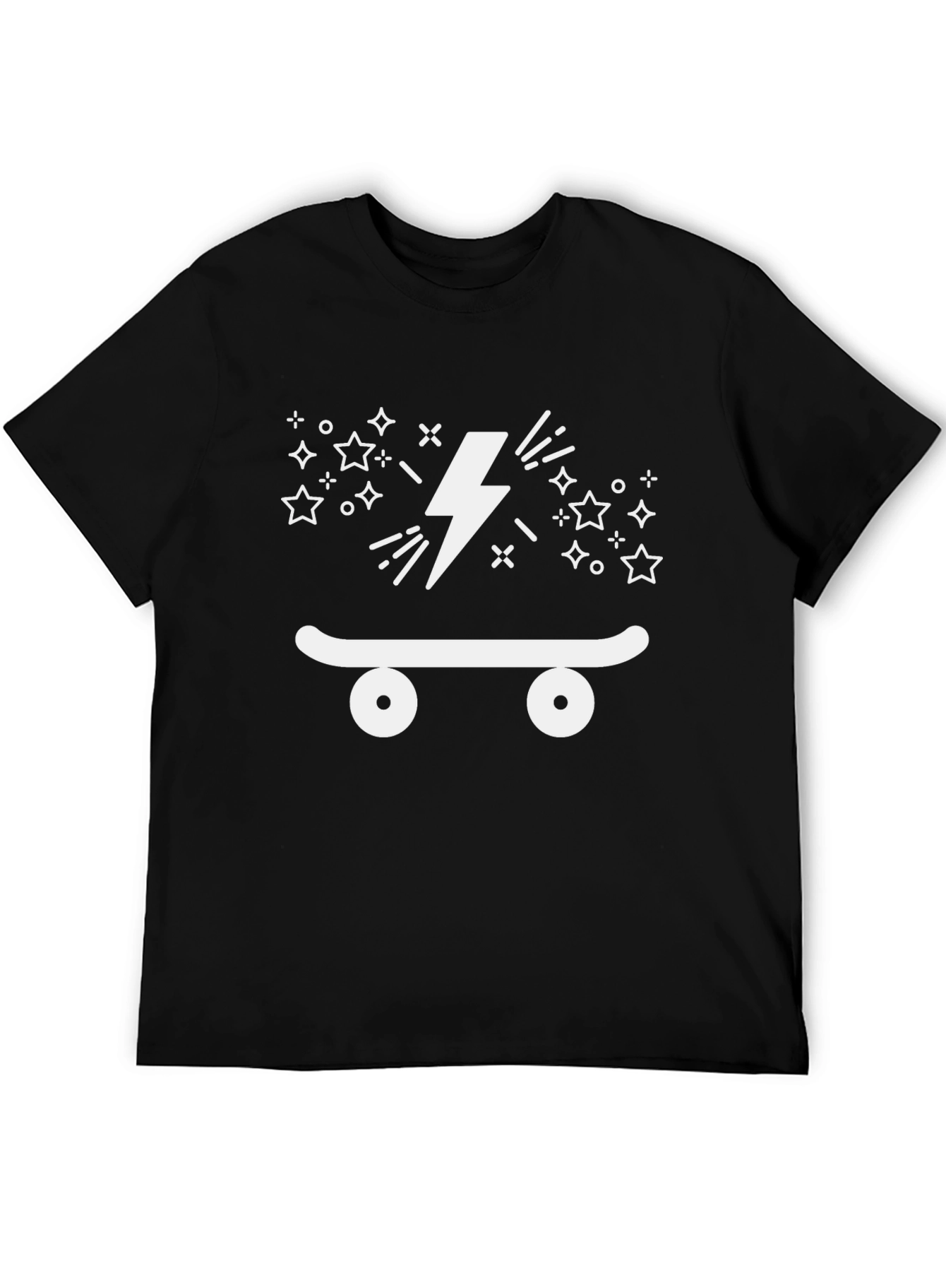 Skateboarding Lightning Bolt Graphic Tee - Cool Black T-Shirt