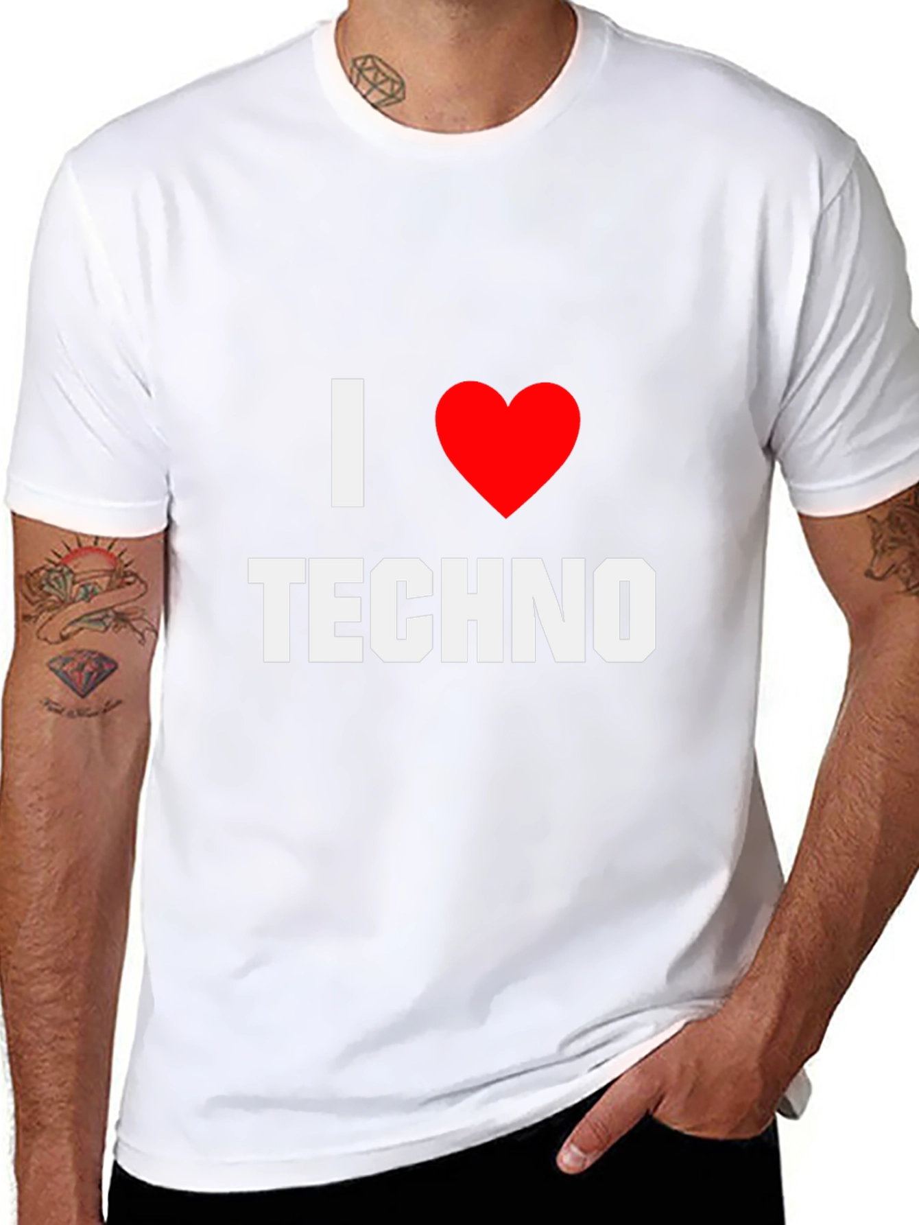 I Heart Techno Black T-Shirt Music Lover Tee
