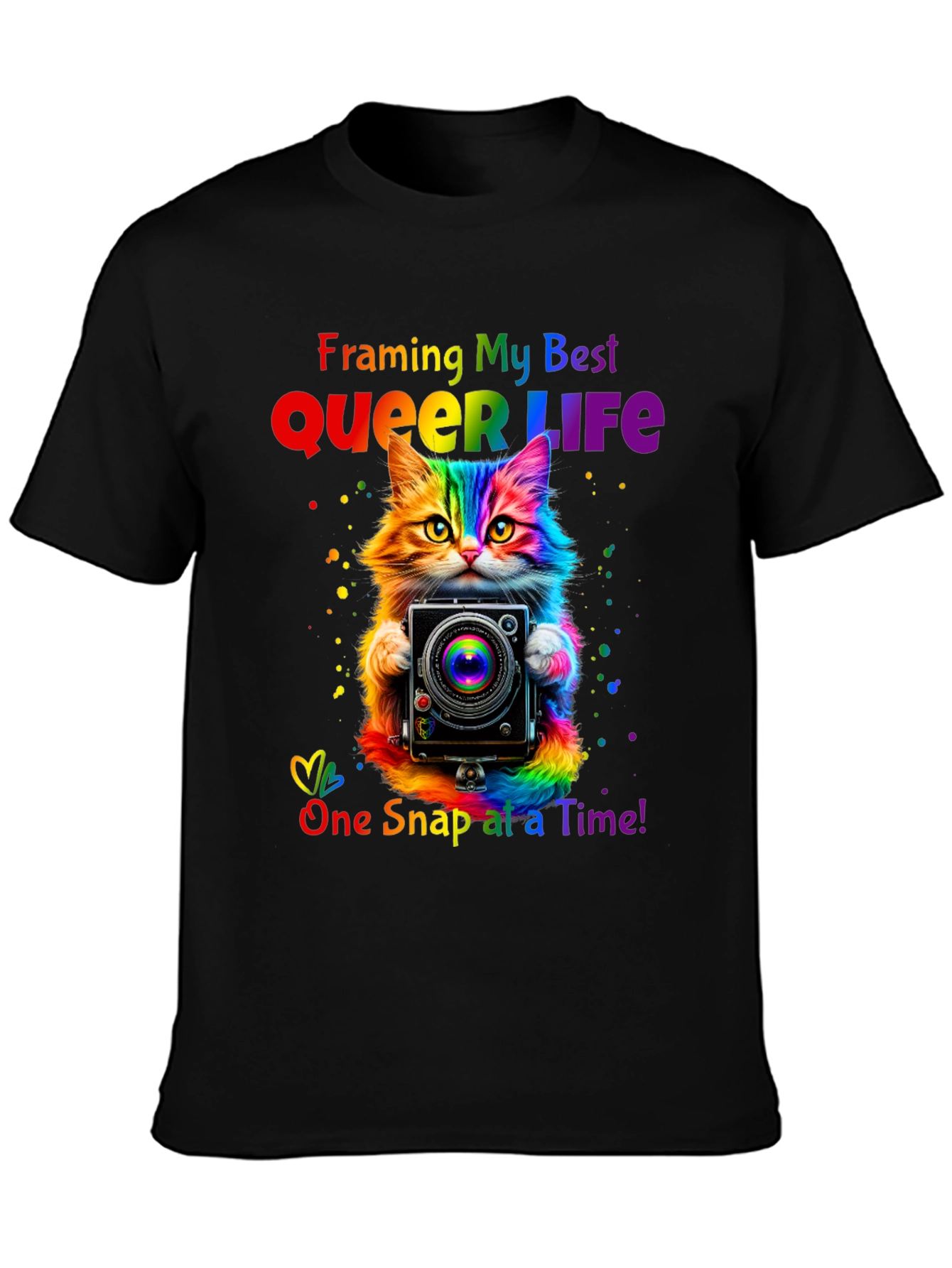 Queer Life Cat Camera T-Shirt