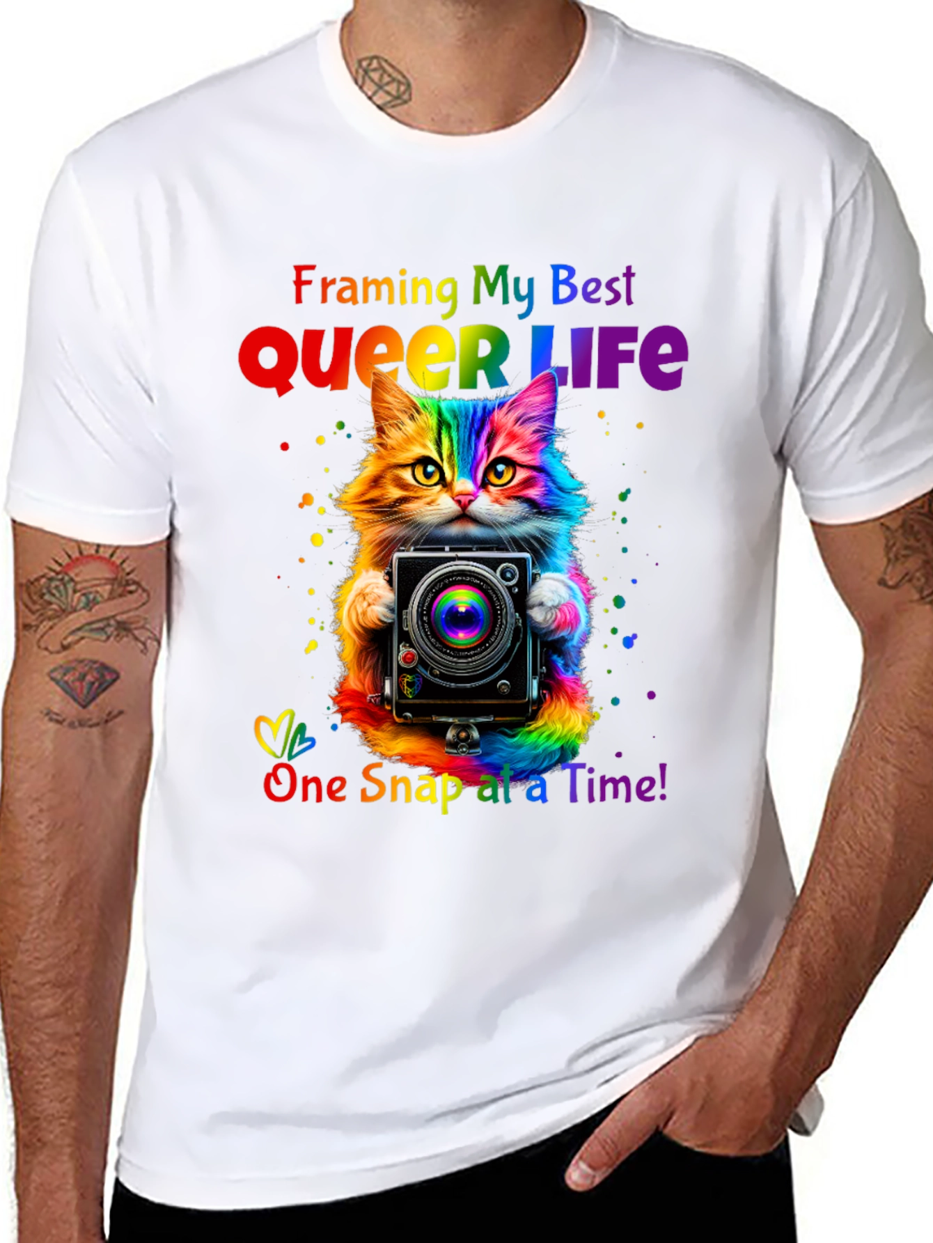Queer Life Cat Camera T-Shirt